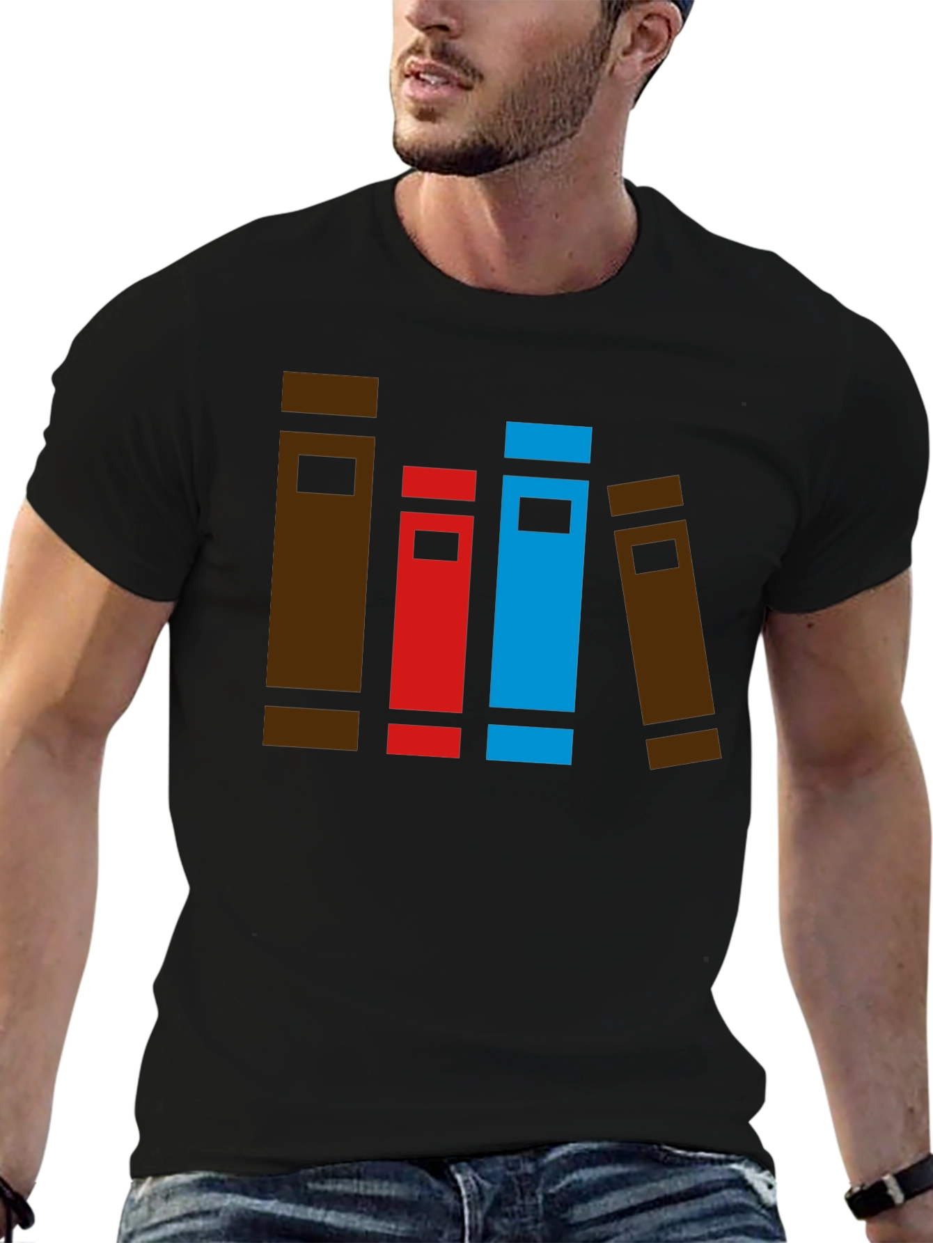 Book Stack Graphic Tee - Novelty T-Shirt
