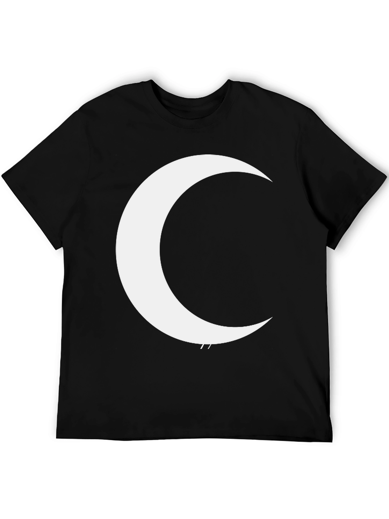 Crescent Moon Graphic Tee - Black Cotton T-Shirt