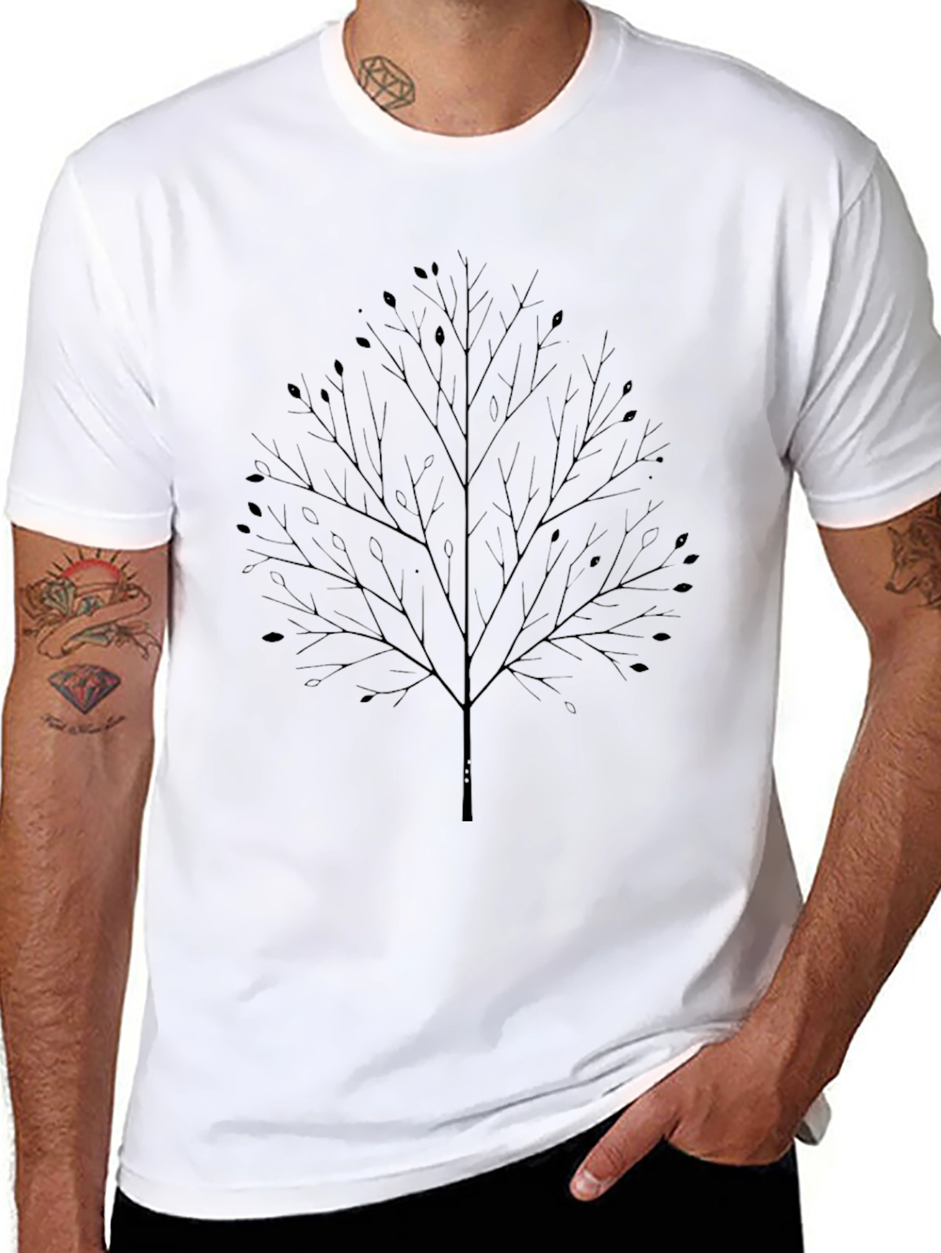 Nature Inspired Tree Design Black T-Shirt