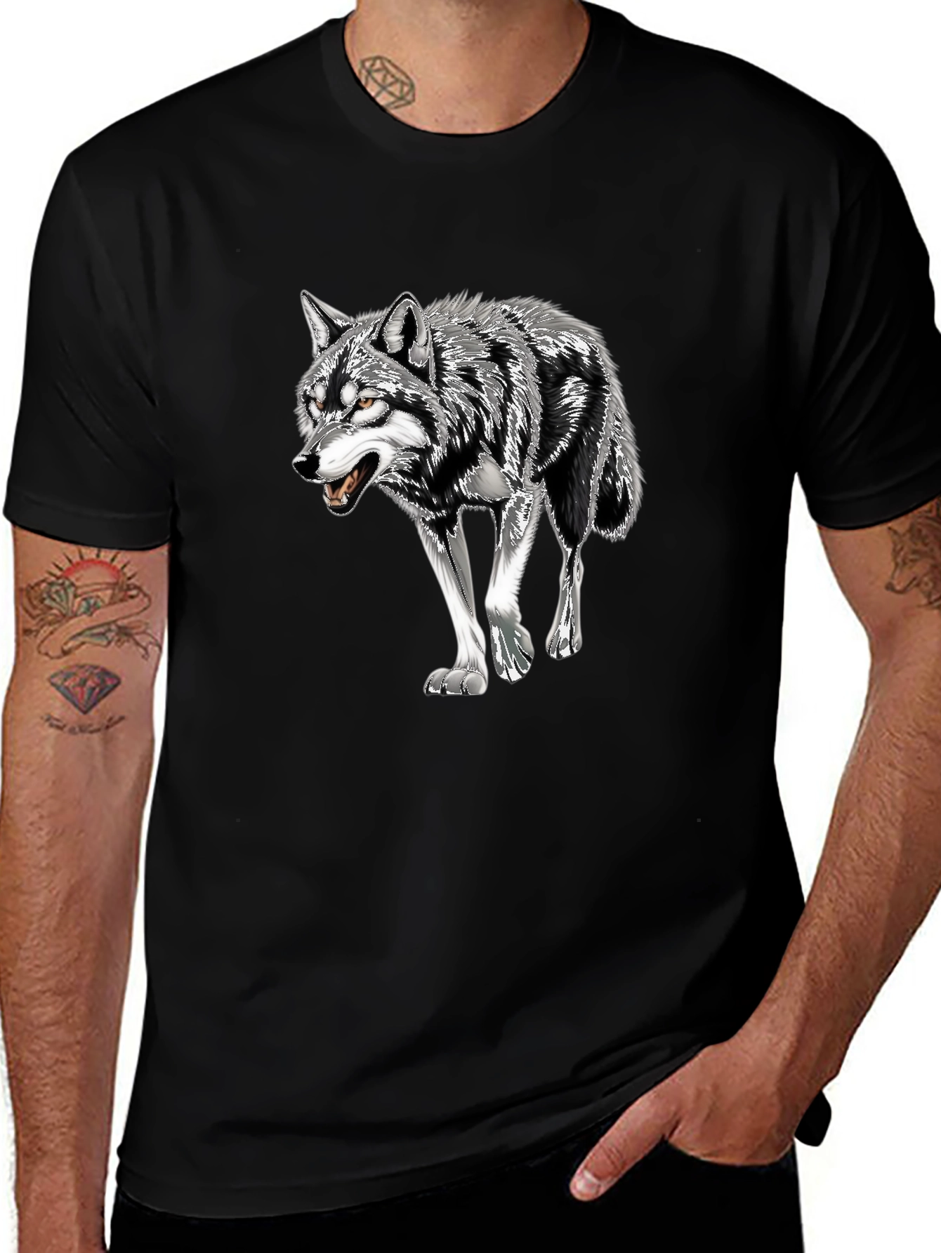 Black Wolf Graphic Tee - Mens