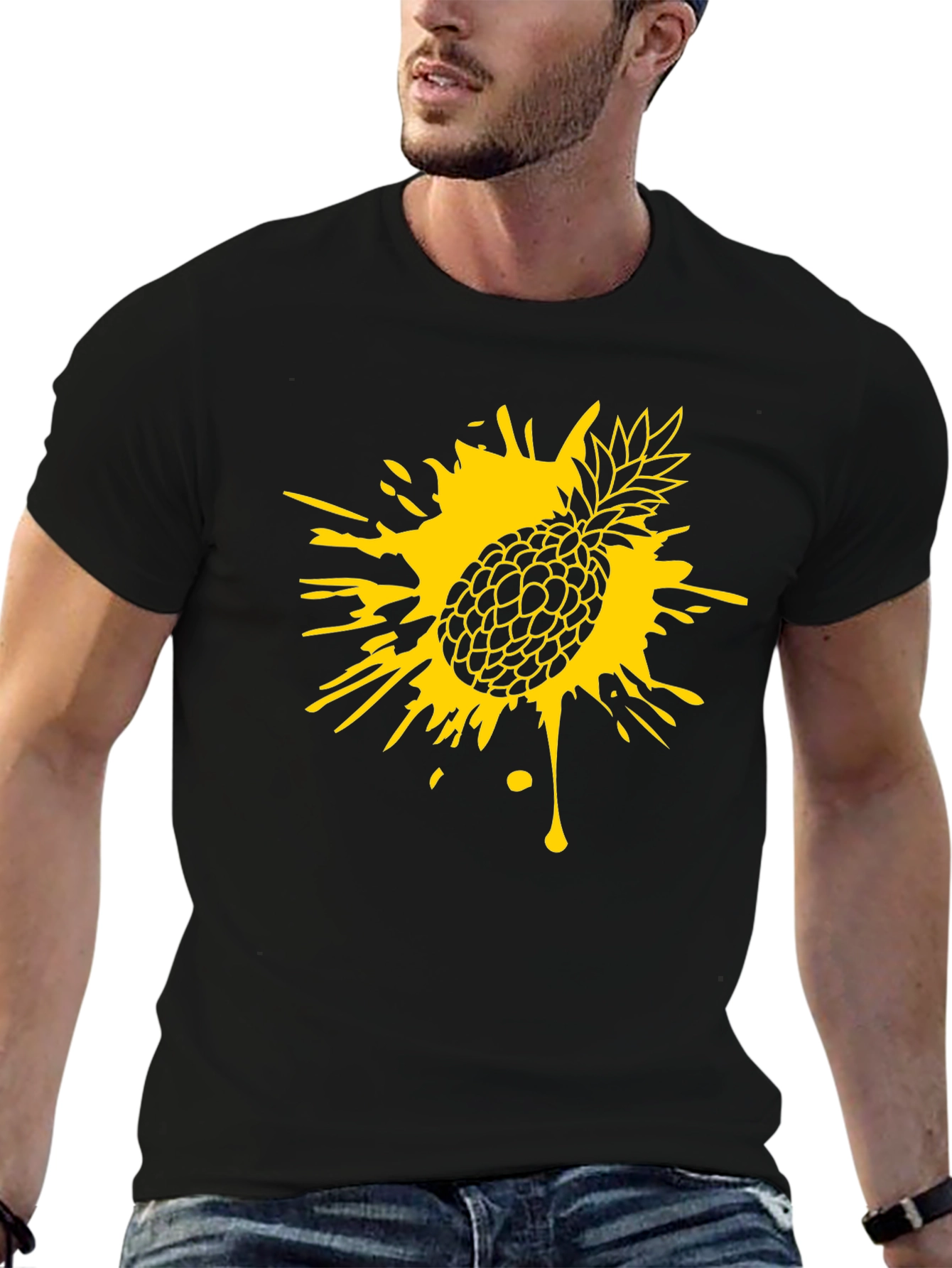Pineapple Splatter Graphic Tee - Black