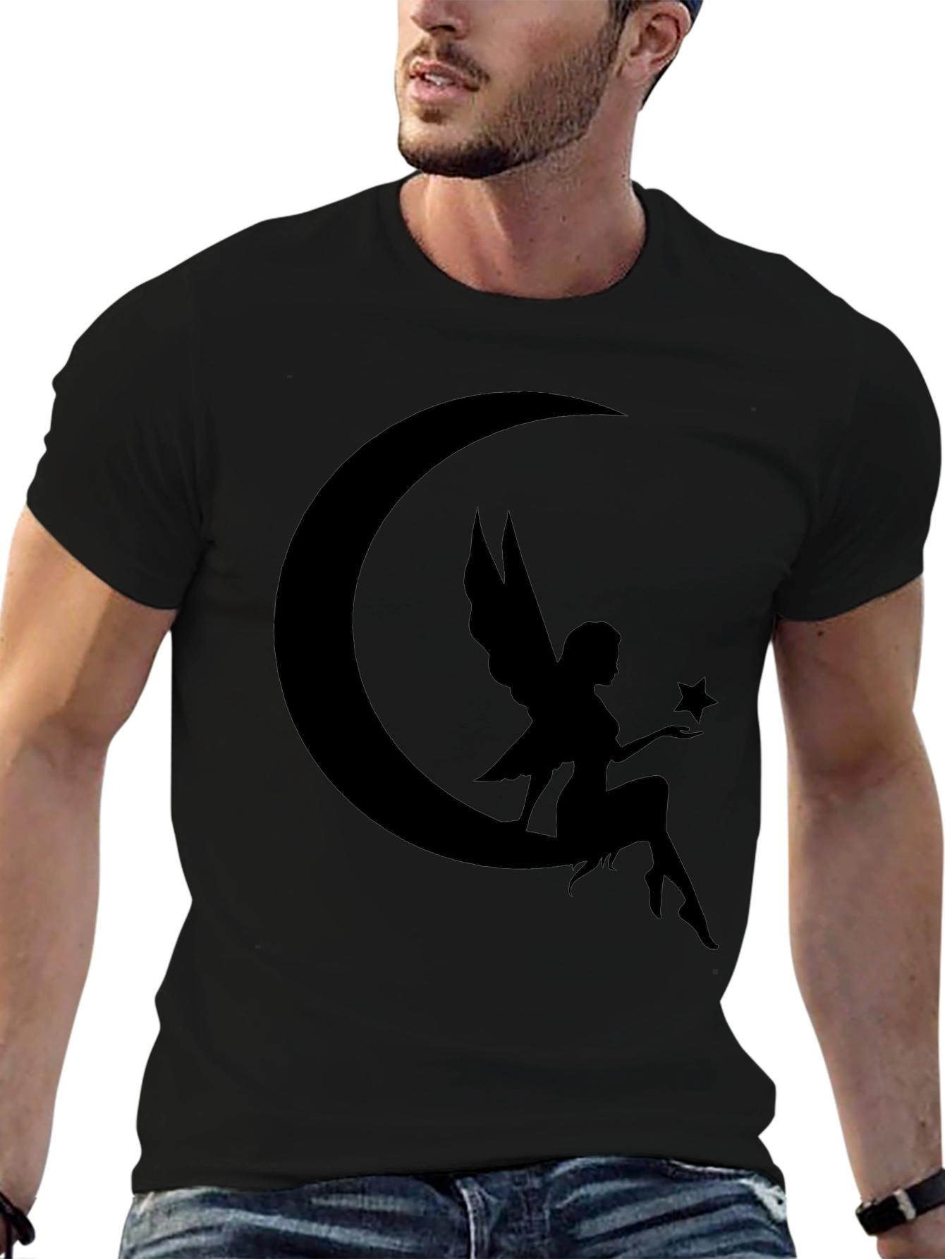 Moon Fairy Graphic T-Shirt - Black Cotton Tee
