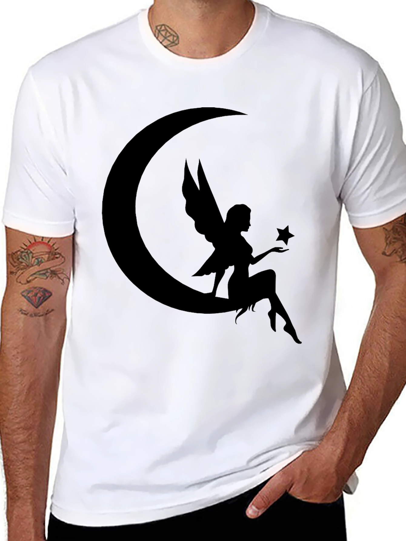 Moon Fairy Graphic T-Shirt - Black Cotton Tee