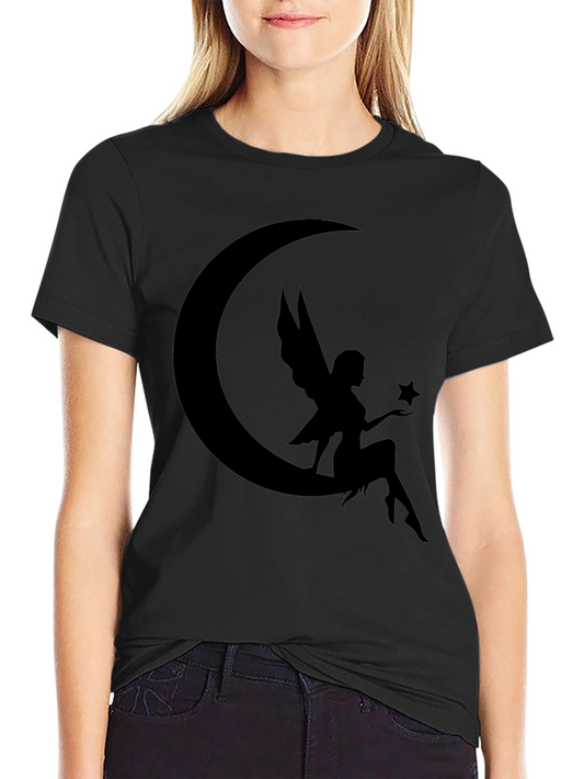 Moon Fairy Graphic T-Shirt - Black Cotton Tee