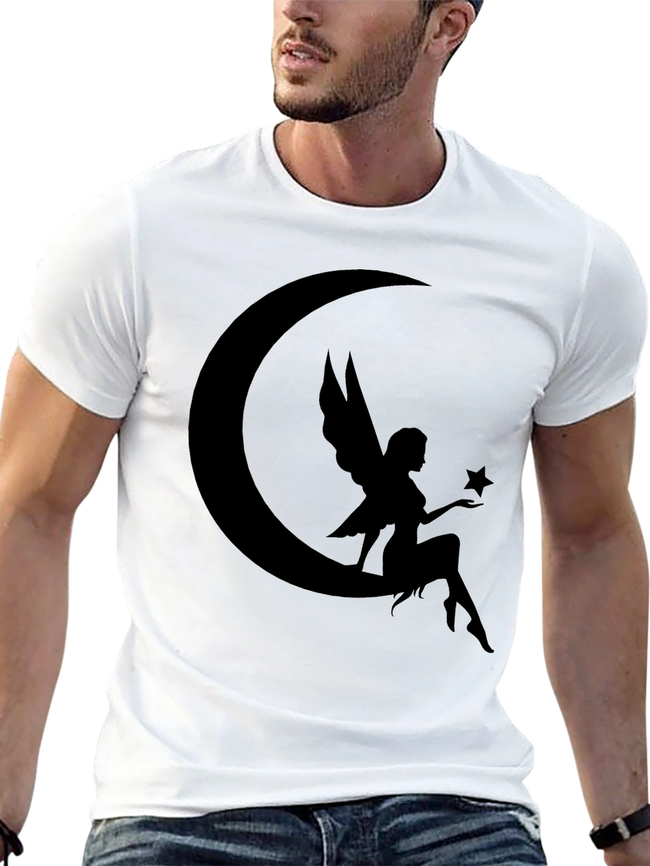 Moon Fairy Graphic T-Shirt - Black Cotton Tee