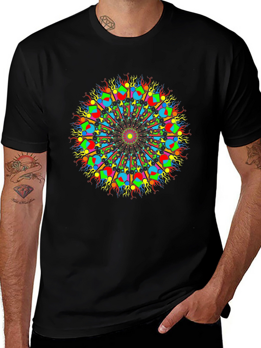 Psychedelic Mandala Graphic Tee - Bold Black T-Shirt