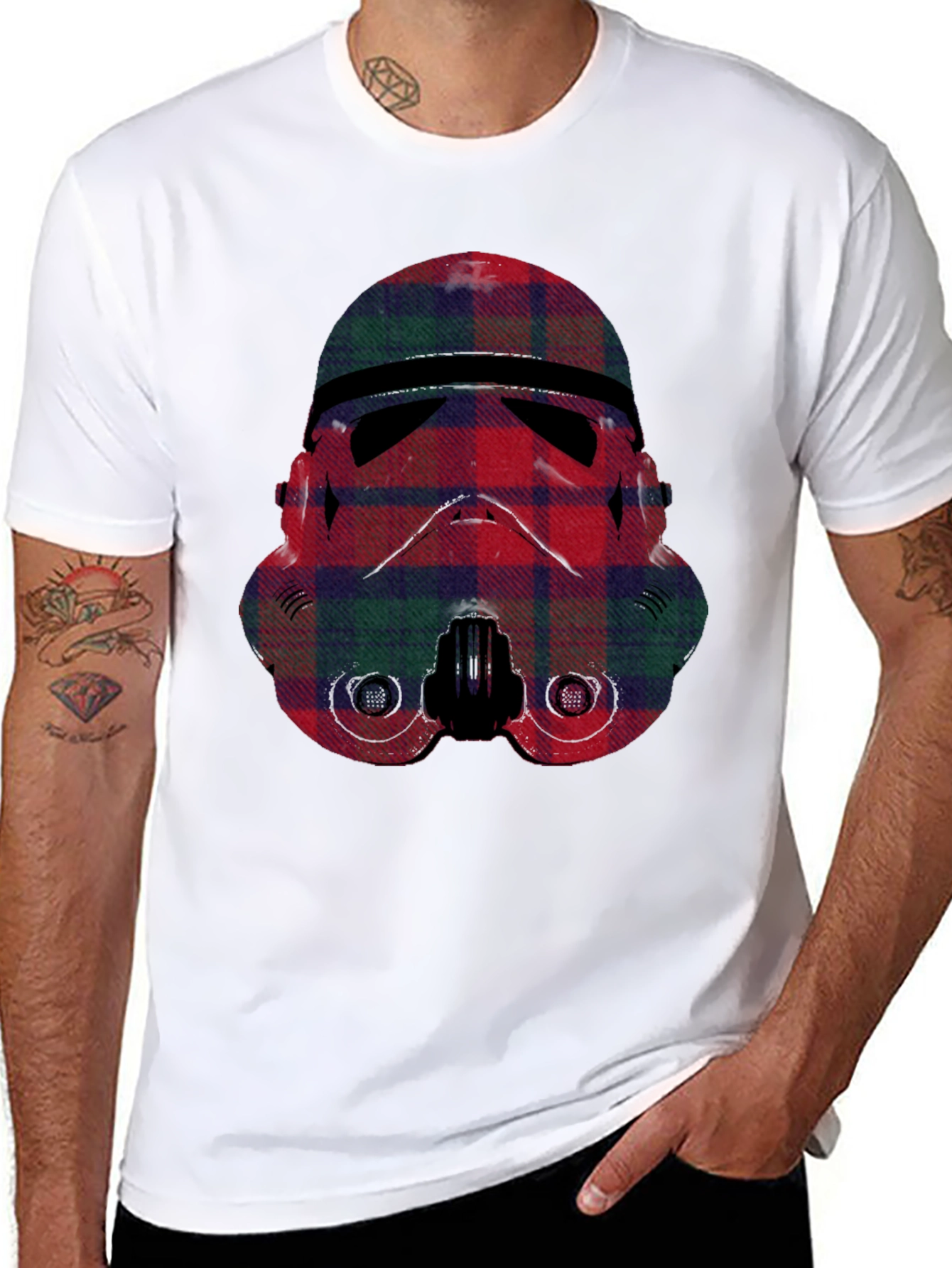 Plaid Stormtrooper Graphic Tee - Black