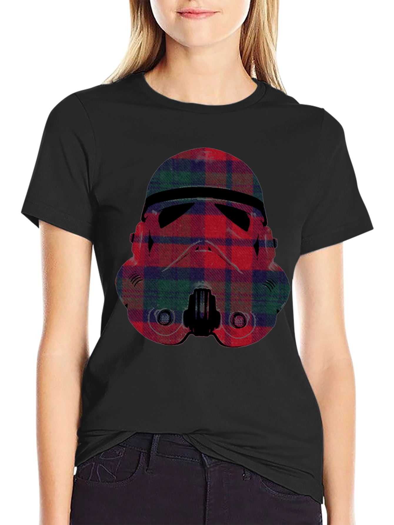 Plaid Stormtrooper Graphic Tee - Black