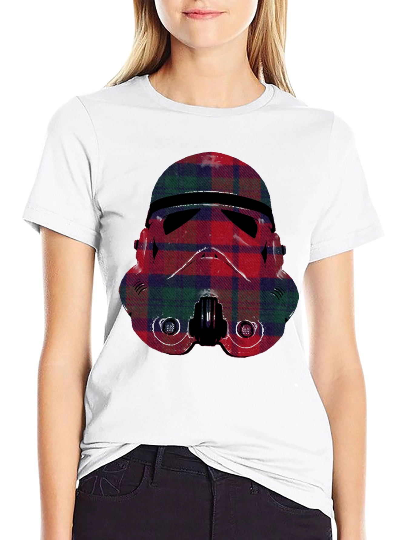 Plaid Stormtrooper Graphic Tee - Black