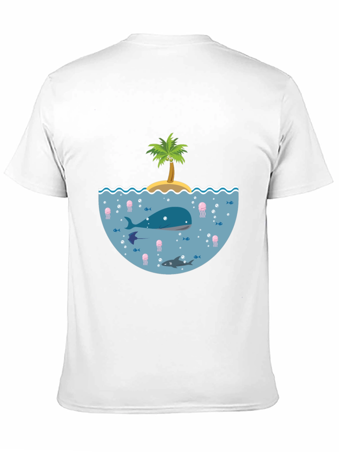 Ocean Life Graphic Tee - Black Cotton T-Shirt