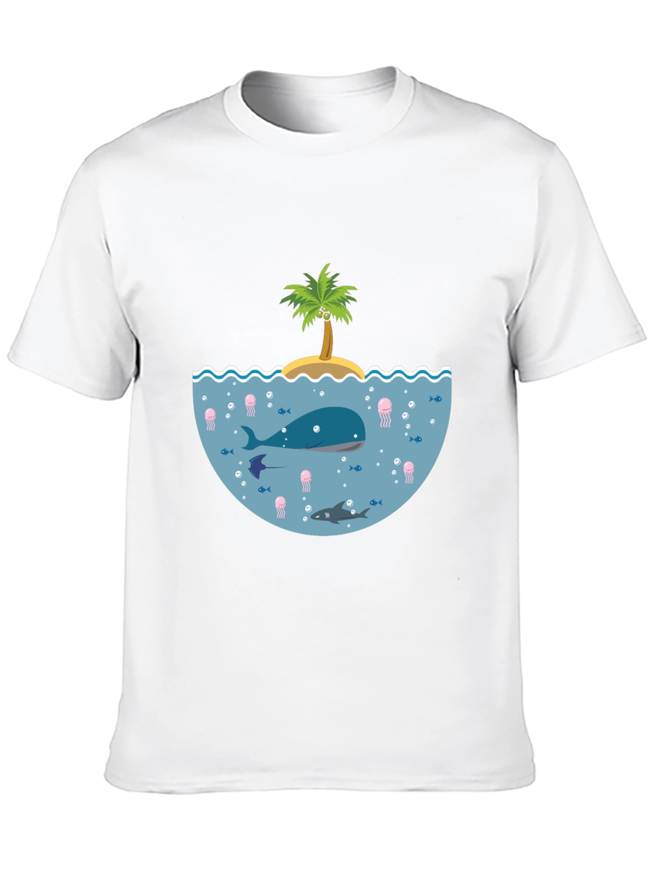 Ocean Life Graphic Tee - Black Cotton T-Shirt