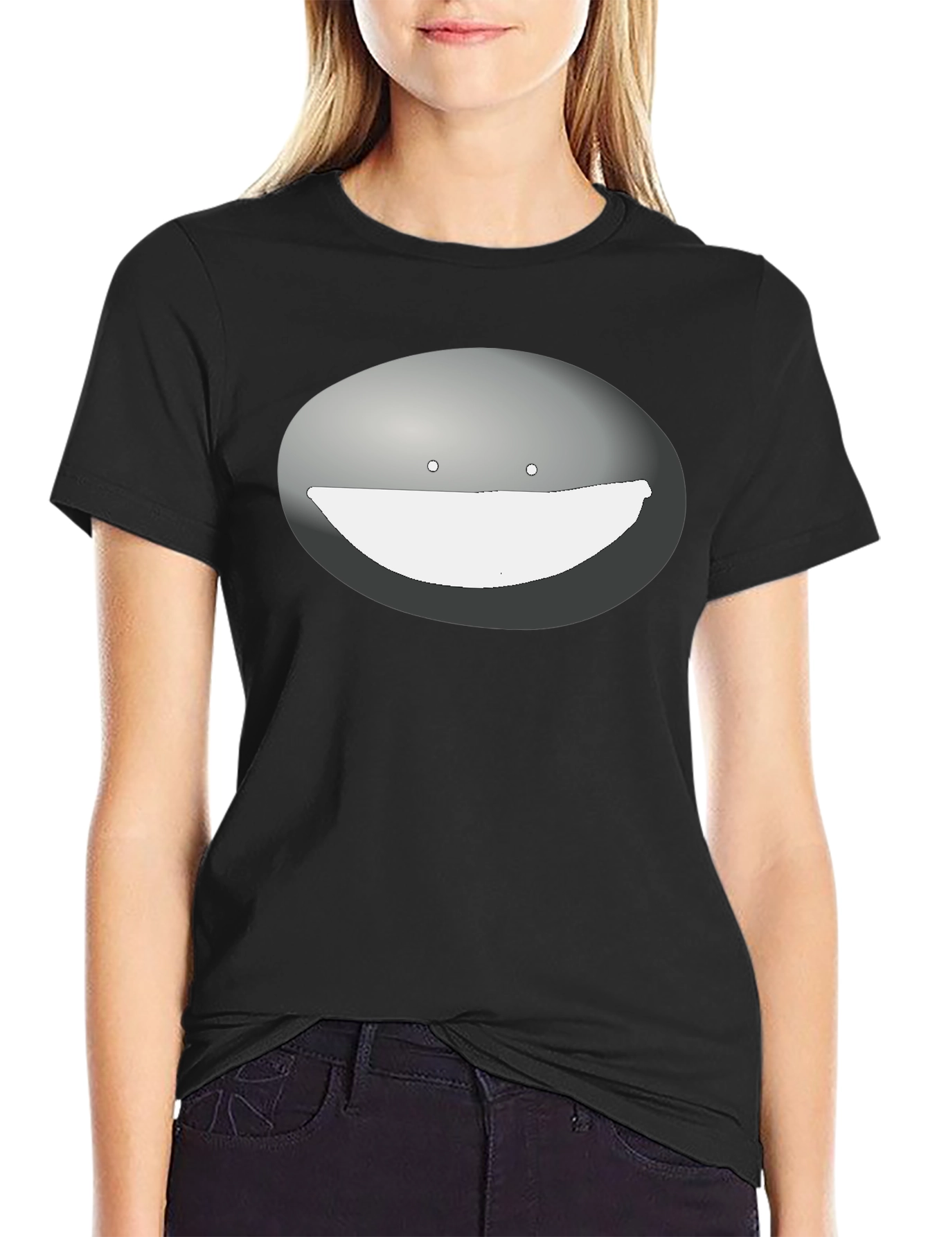 Mens Black T-Shirt with Funny Face Graphic