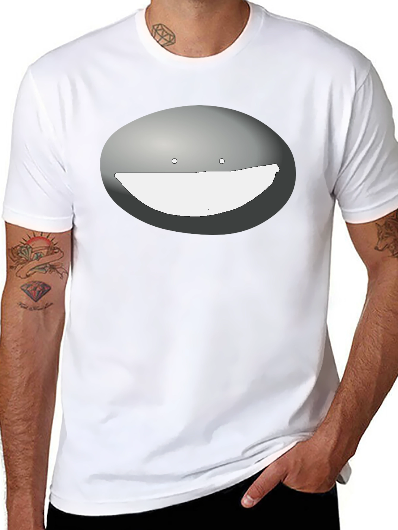 Mens Black T-Shirt with Funny Face Graphic