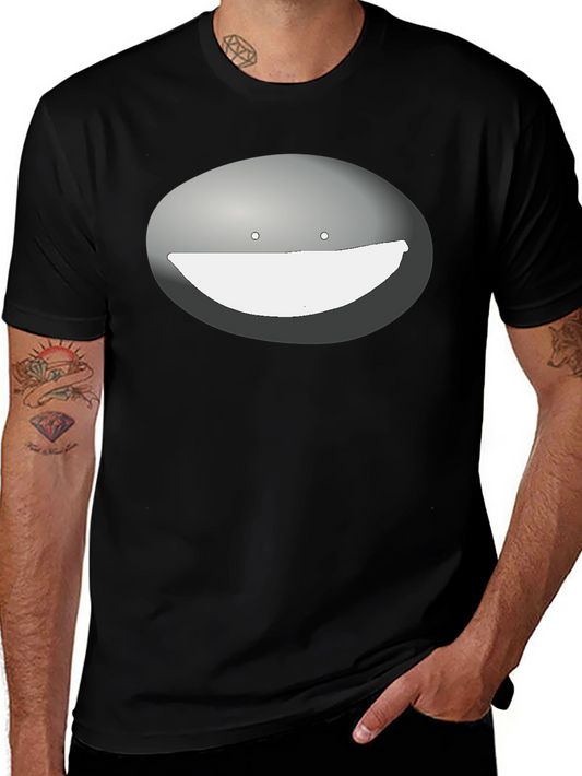 Mens Black T-Shirt with Funny Face Graphic