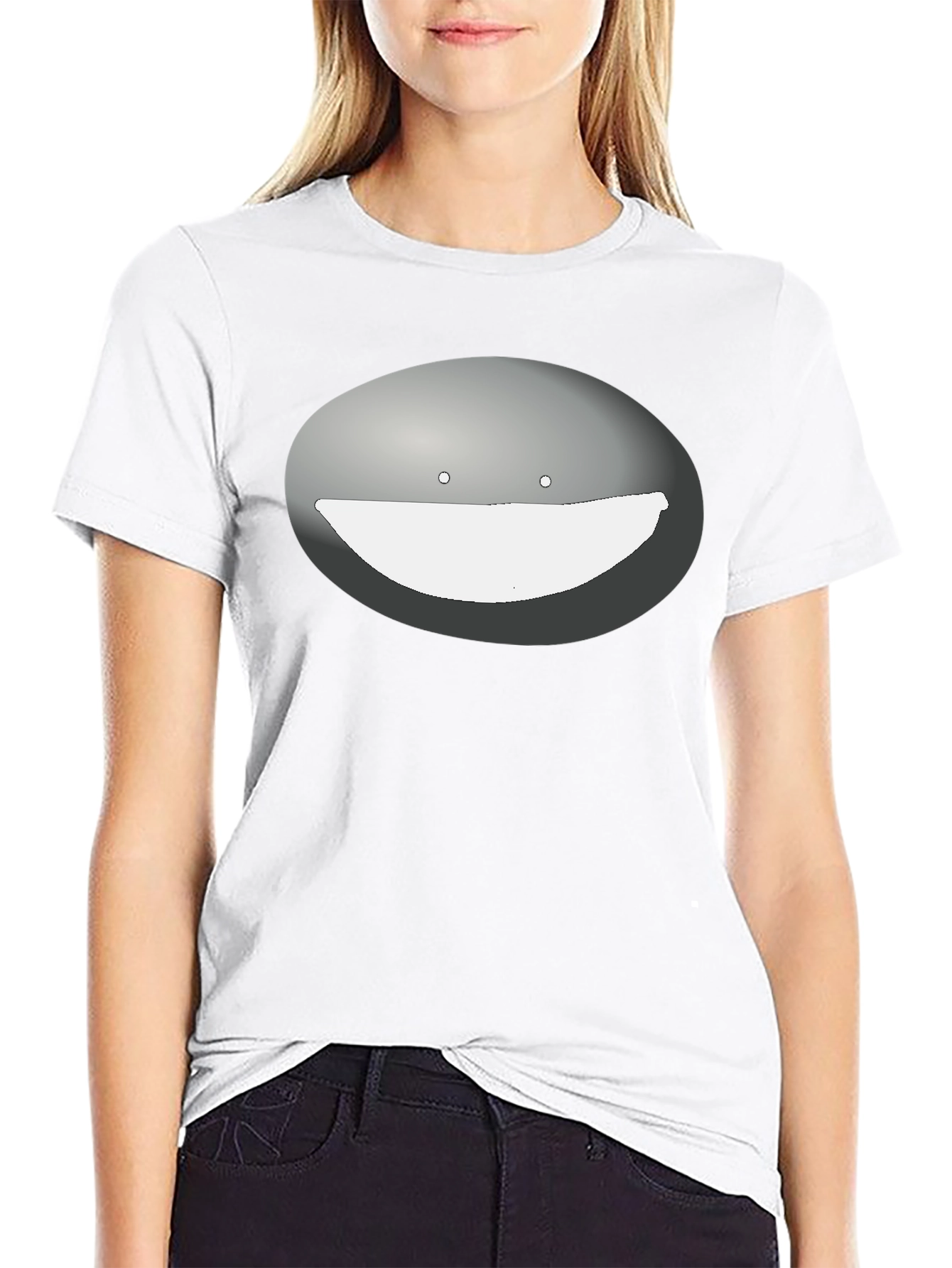 Mens Black T-Shirt with Funny Face Graphic