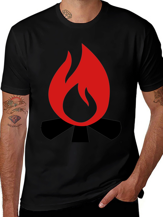 Campfire Graphic Tee - Black Cotton Blend Shirt