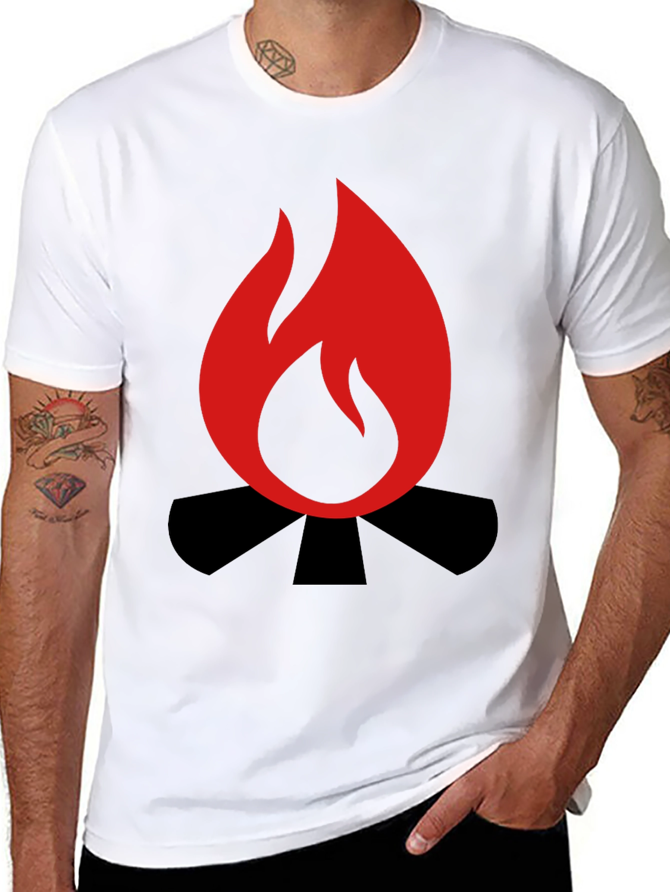 Campfire Graphic Tee - Black Cotton Blend Shirt