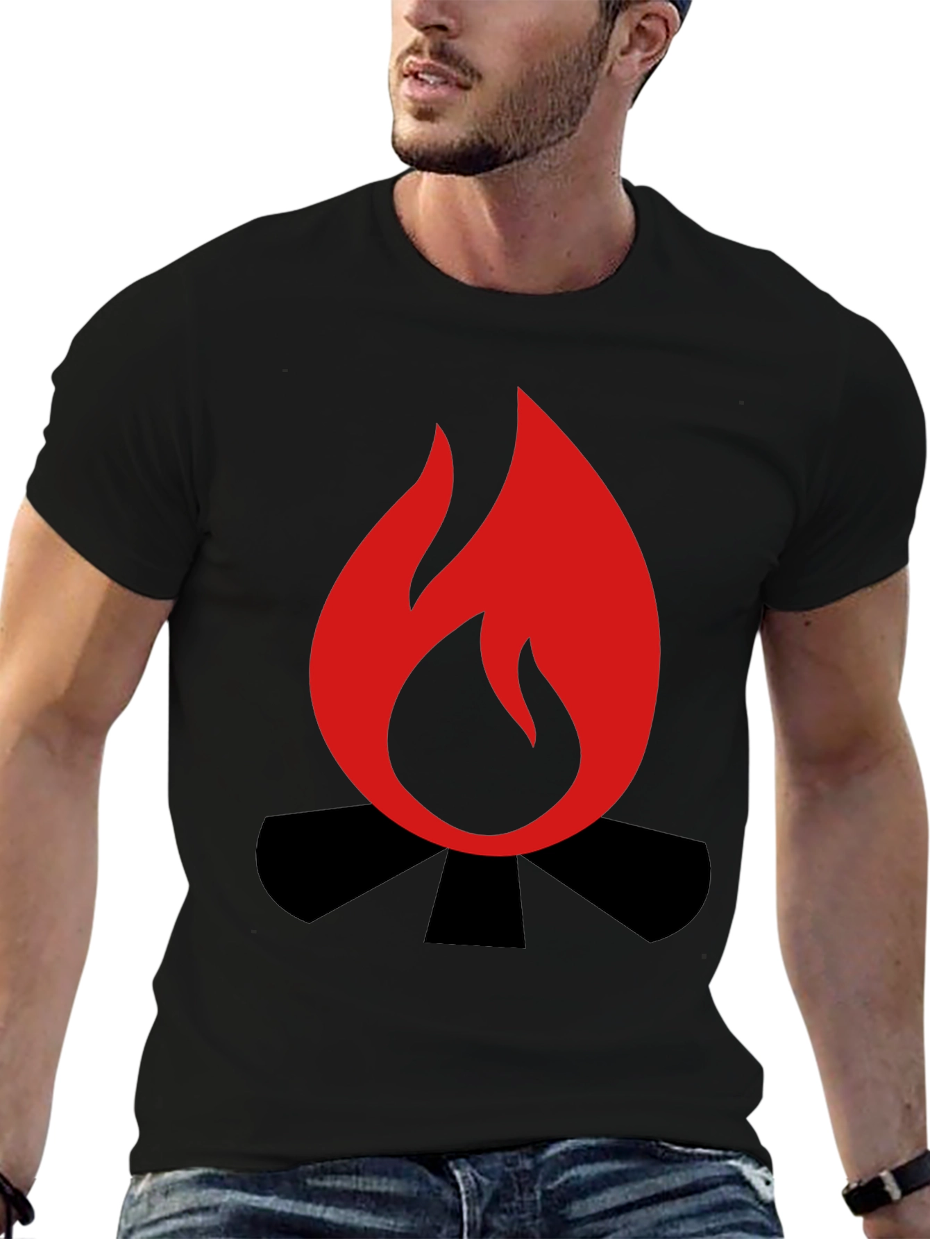 Campfire Graphic Tee - Black Cotton Blend Shirt