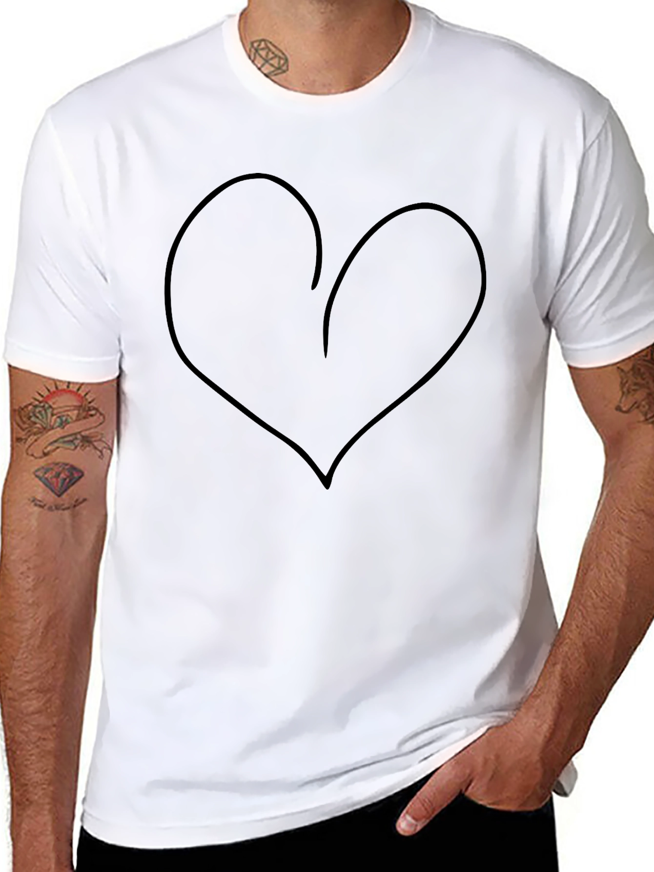 Heart Graphic Black T-Shirt - Casual Style