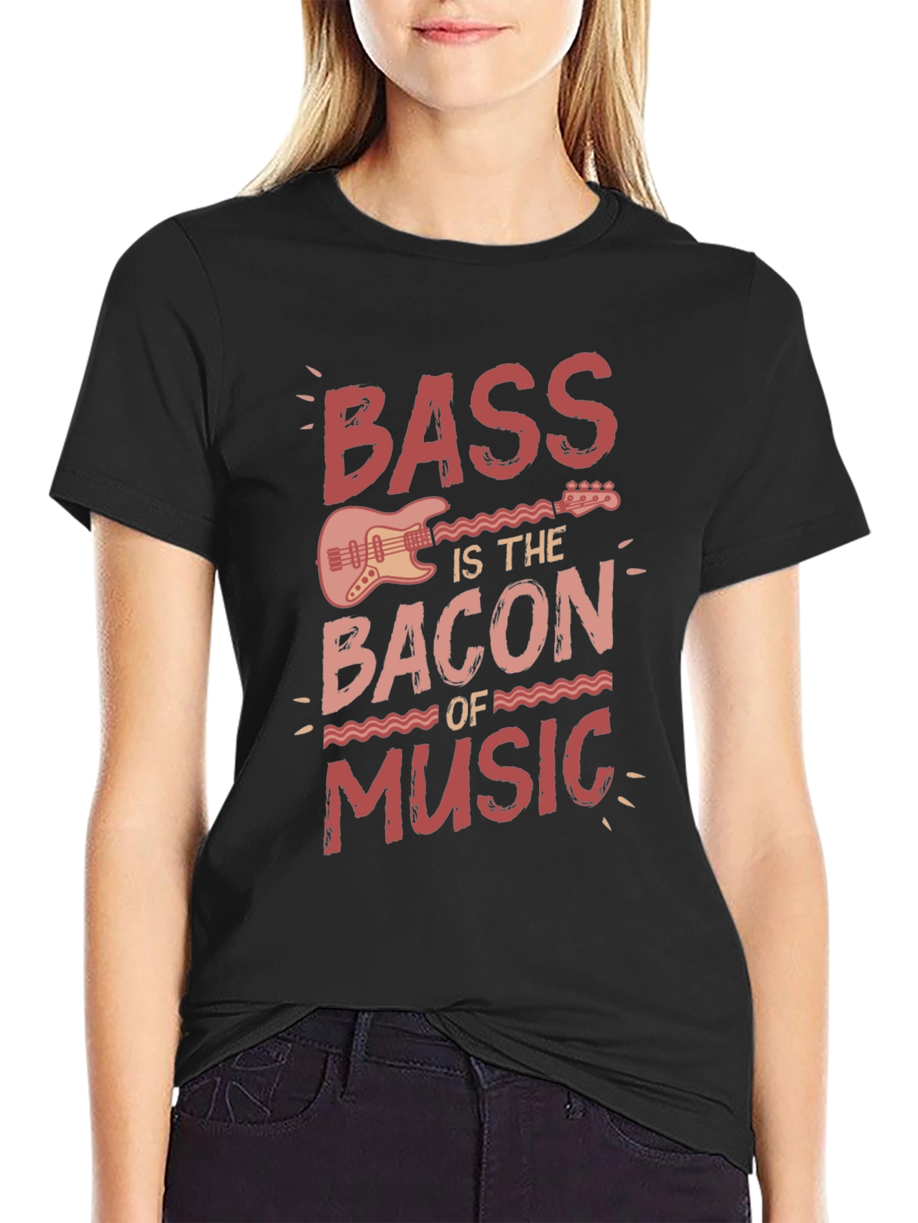 Bass is the Bacon of Music Black Graphic Tee