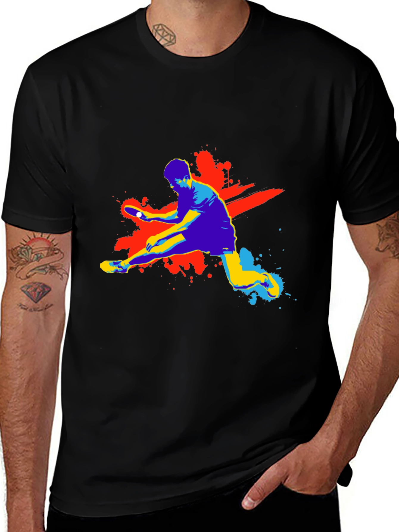 Ping Pong Graphic T-Shirt - Black Cotton Tee