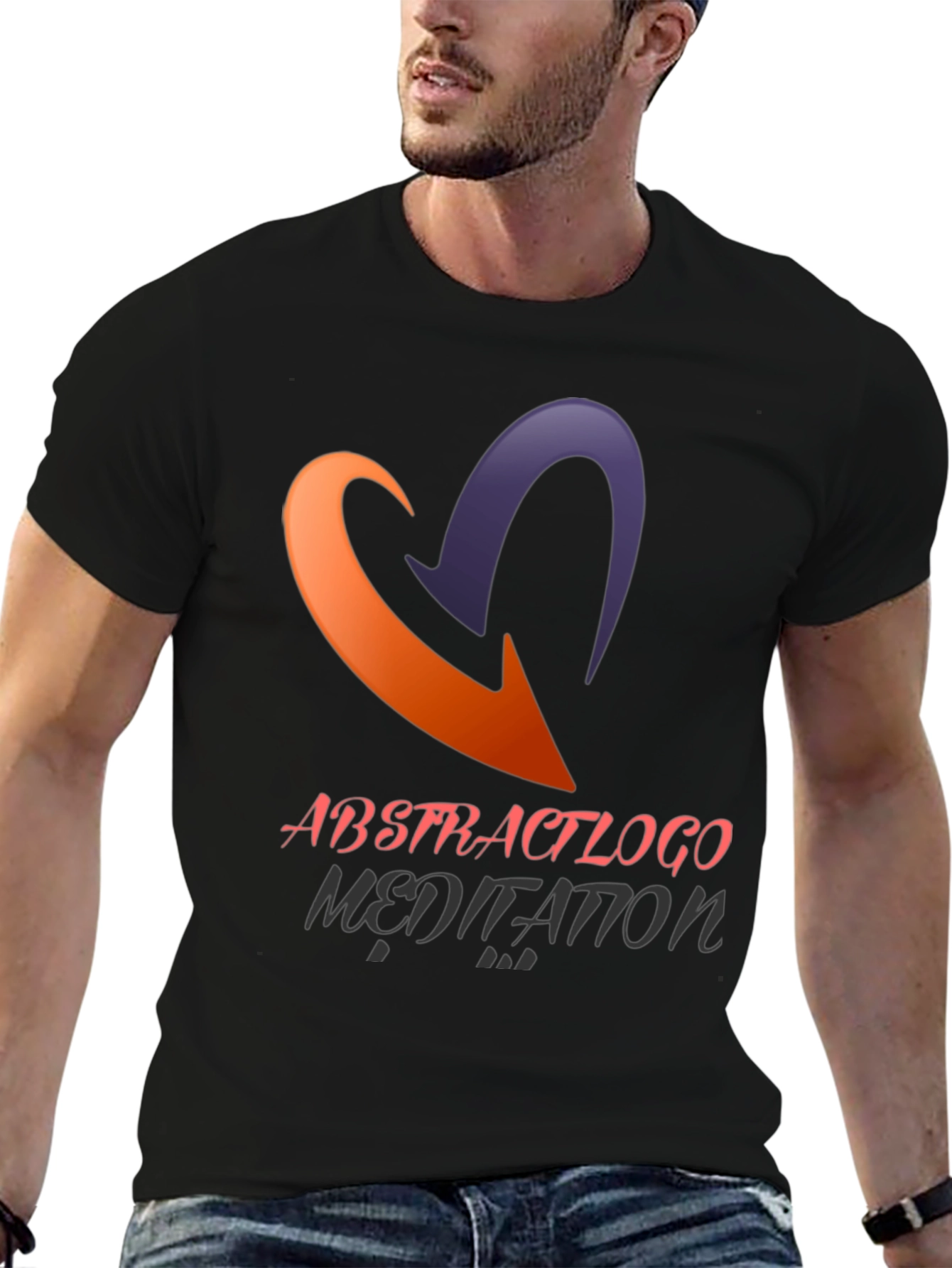 Abstract Logo Meditation Graphic Black T-Shirt
