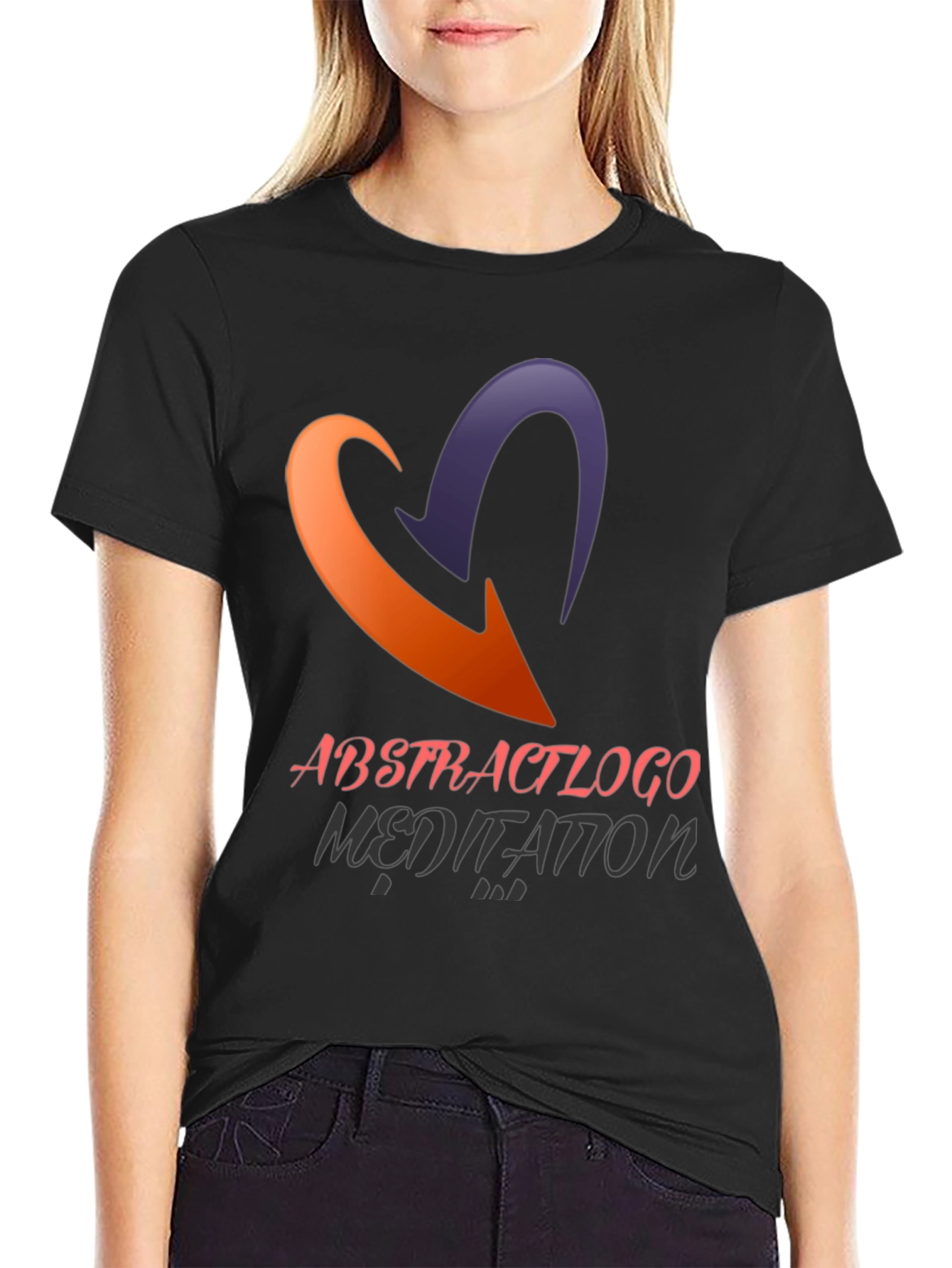 Abstract Logo Meditation Graphic Black T-Shirt