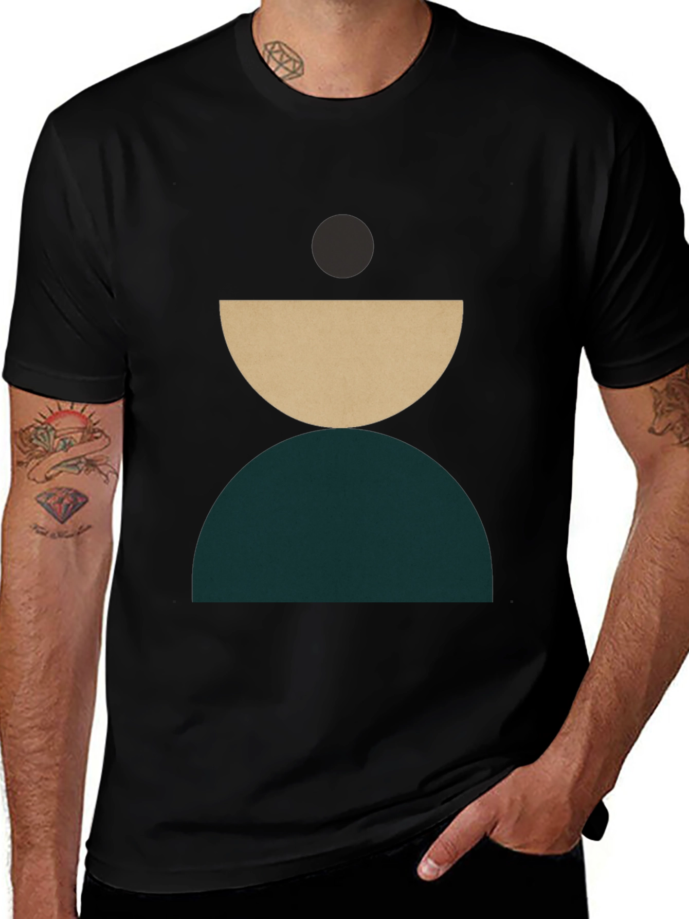 Modern Geometric Graphic T-Shirt - Stylish Crew Neck Tee