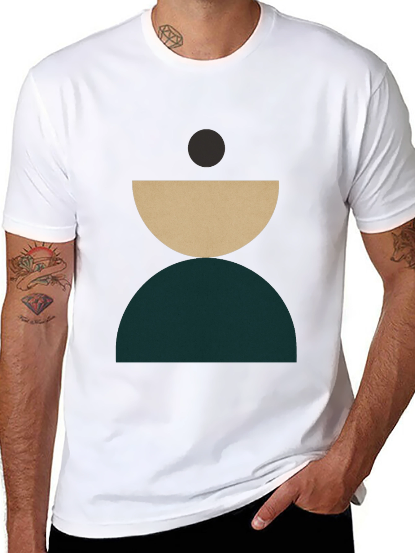 Modern Geometric Graphic T-Shirt - Stylish Crew Neck Tee