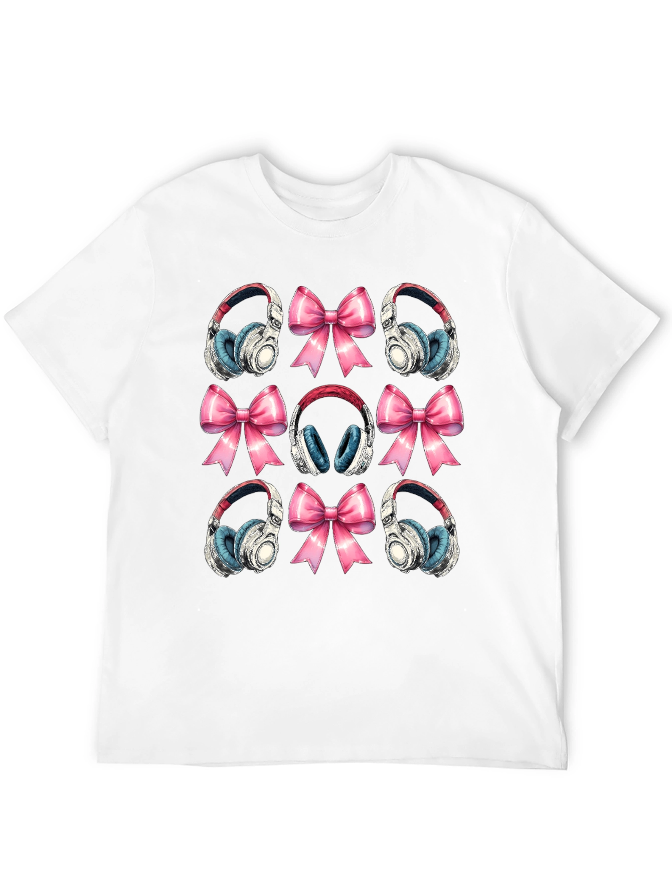 Headphones & Bows Graphic T-Shirt - Music Lover Tee