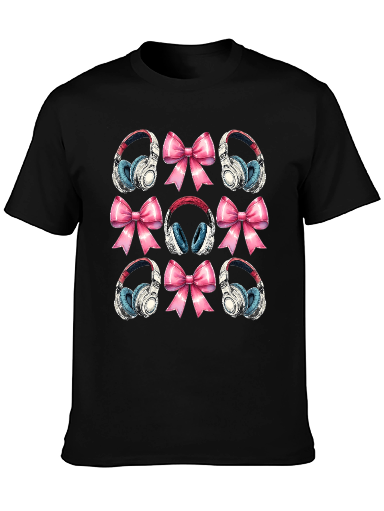 Headphones & Bows Graphic T-Shirt - Music Lover Tee