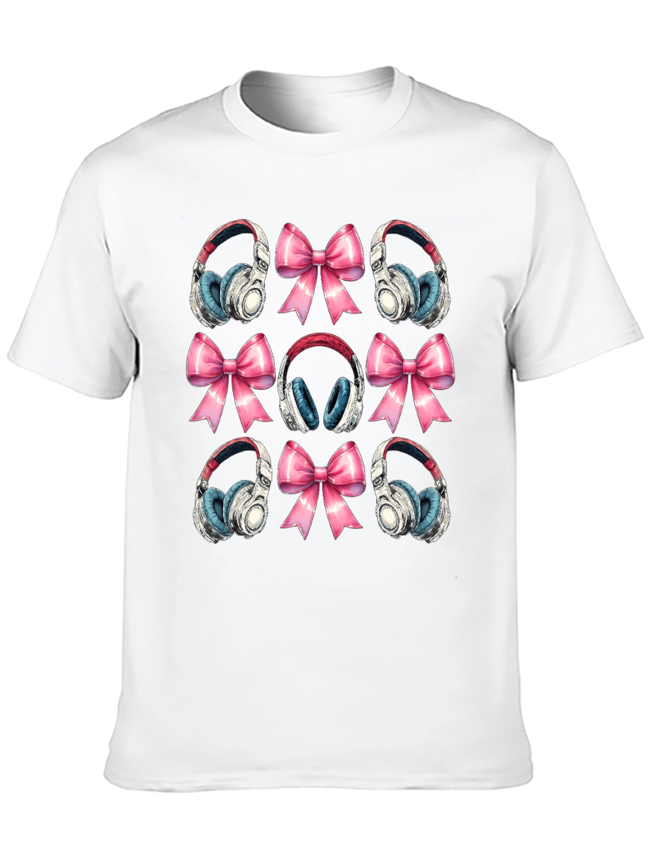 Headphones & Bows Graphic T-Shirt - Music Lover Tee