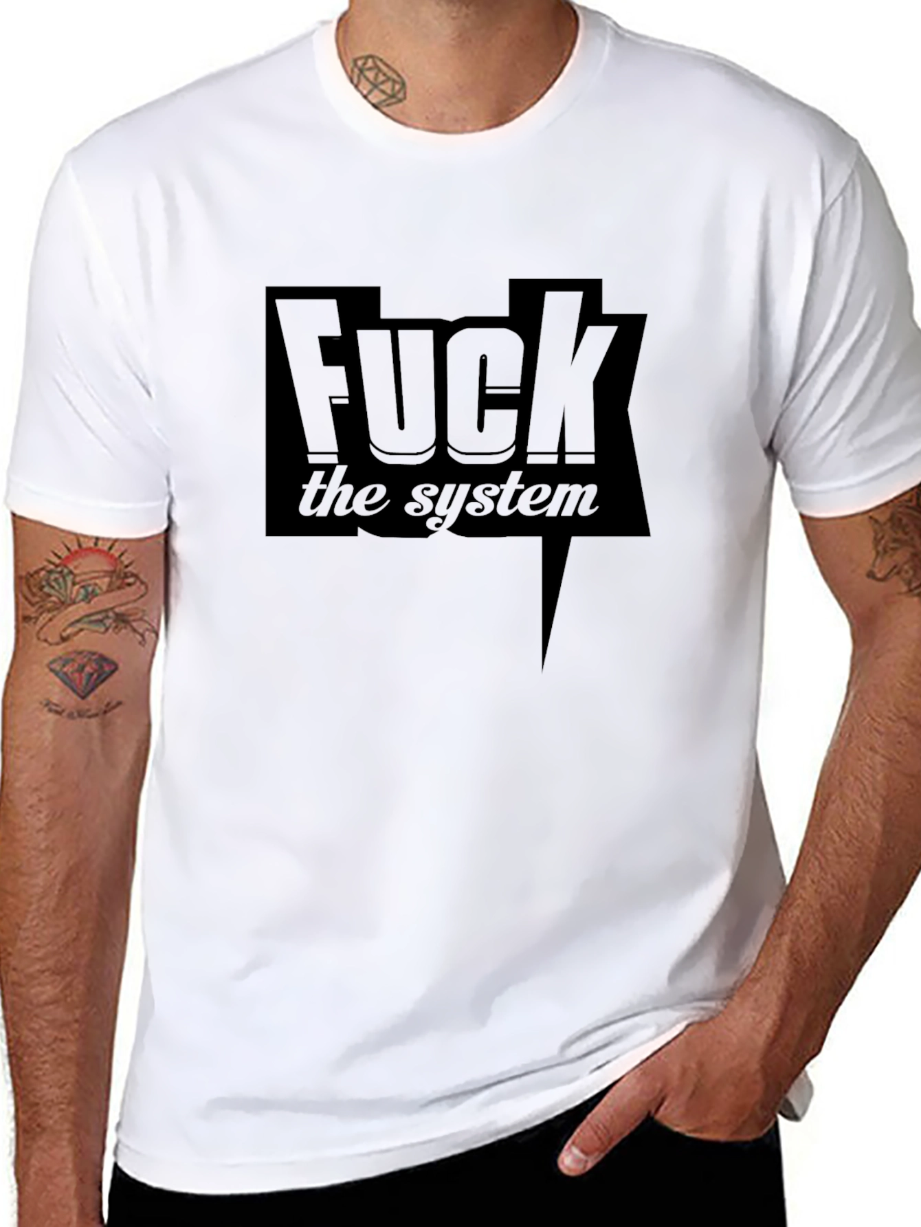 Edgy Black F the System Graphic Tee