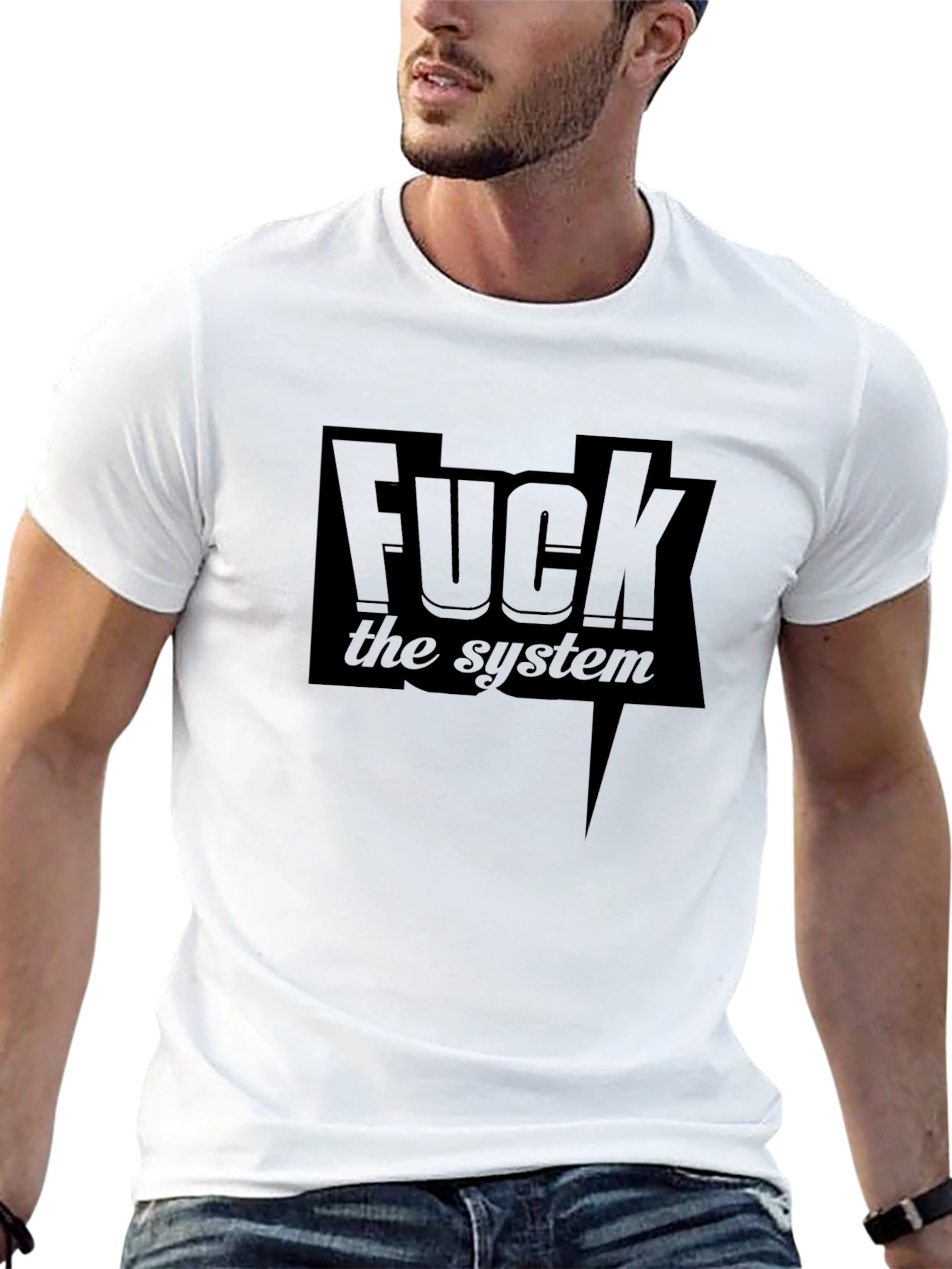 Edgy Black F the System Graphic Tee