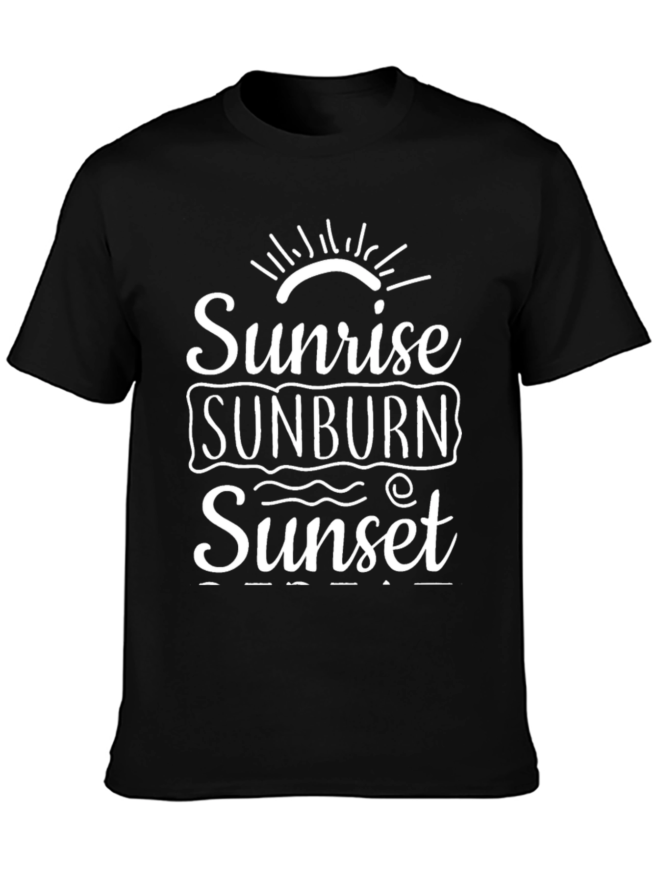 Sunrise Sunburn Sunset Black Graphic T-Shirt