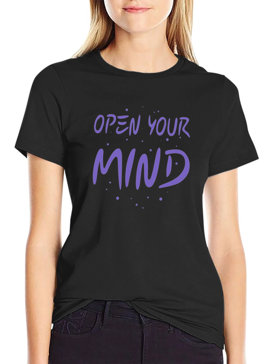 Open Your Mind Graphic T-Shirt - Black Crew Neck