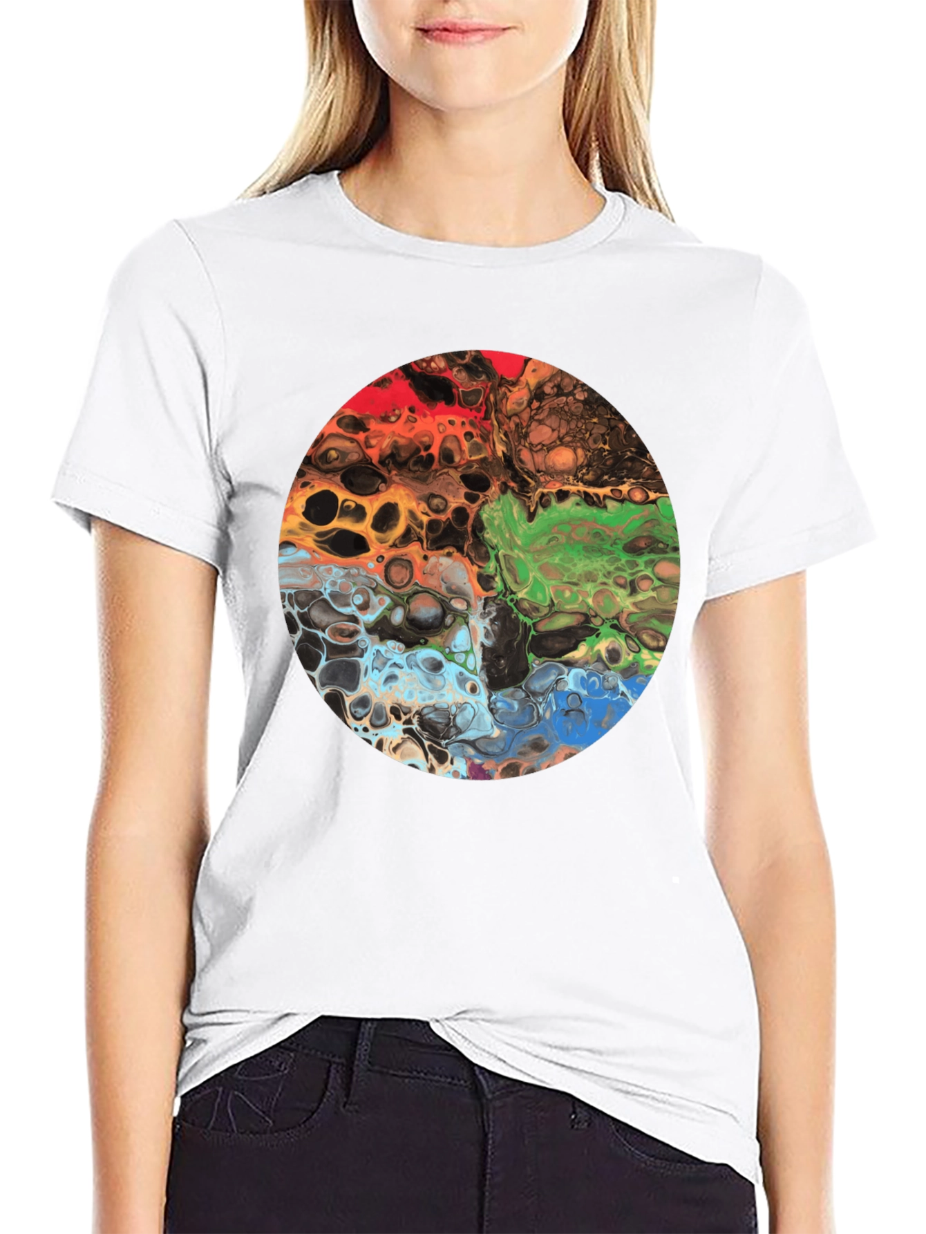 Abstract Art Circle Graphic Black T-Shirt