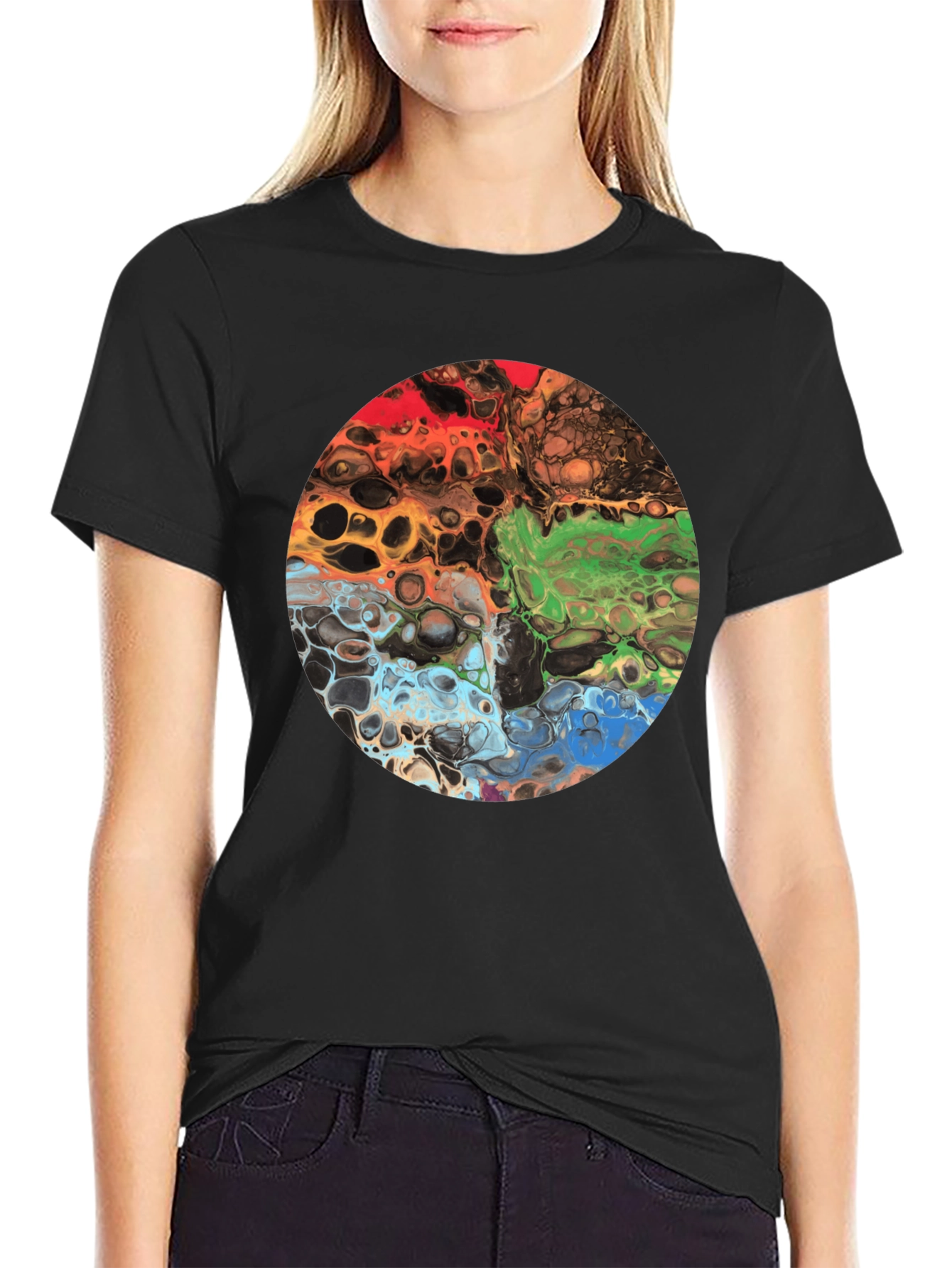 Abstract Art Circle Graphic Black T-Shirt