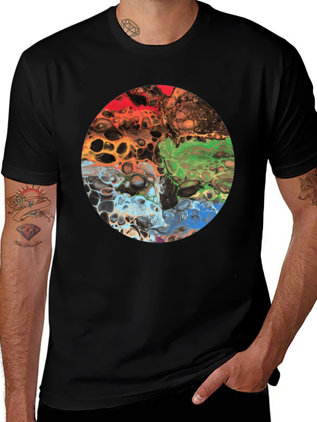 Abstract Art Circle Graphic Black T-Shirt