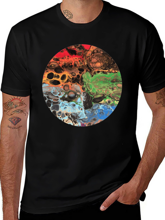 Abstract Art Circle Graphic Black T-Shirt