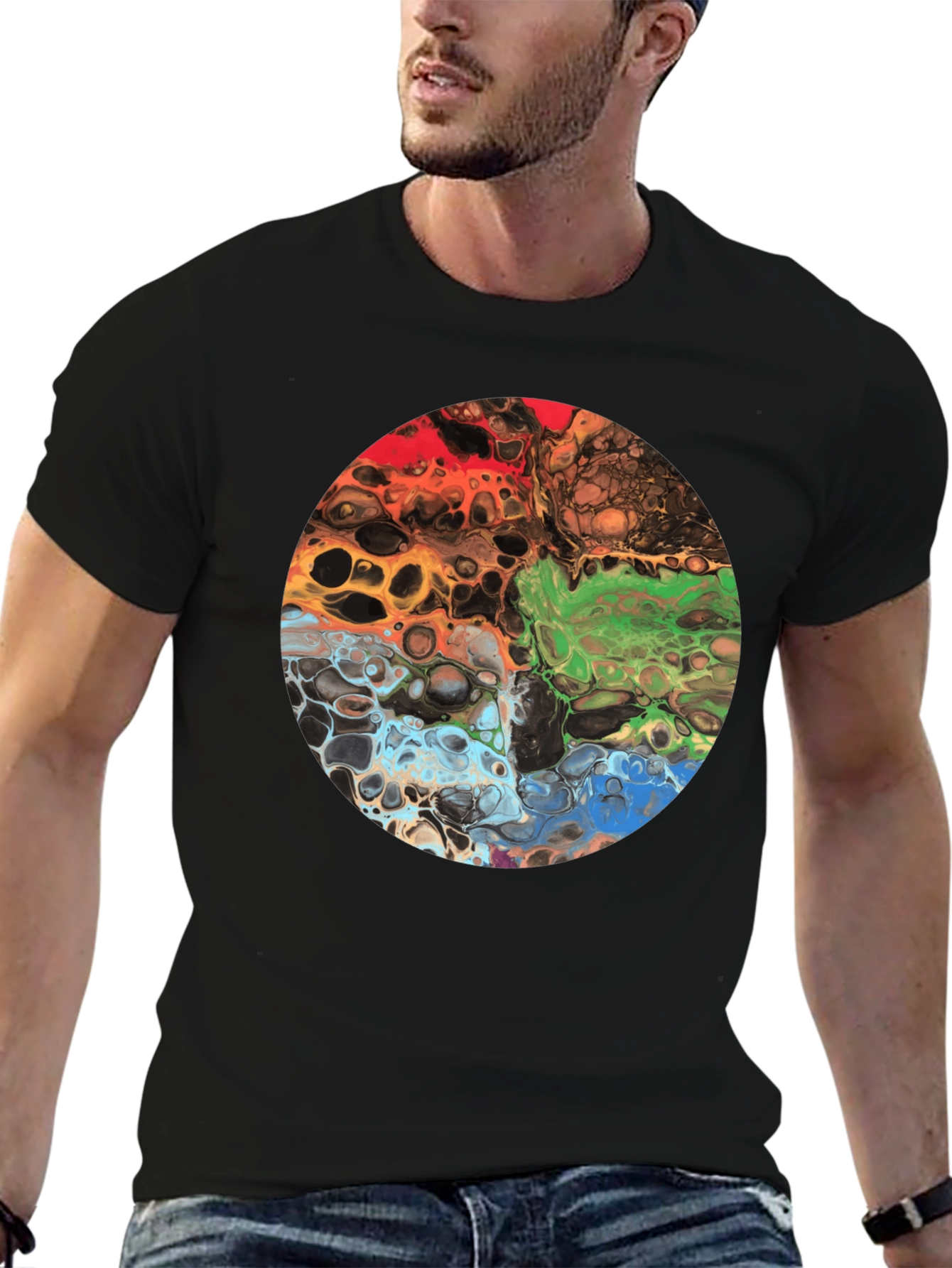 Abstract Art Circle Graphic Black T-Shirt