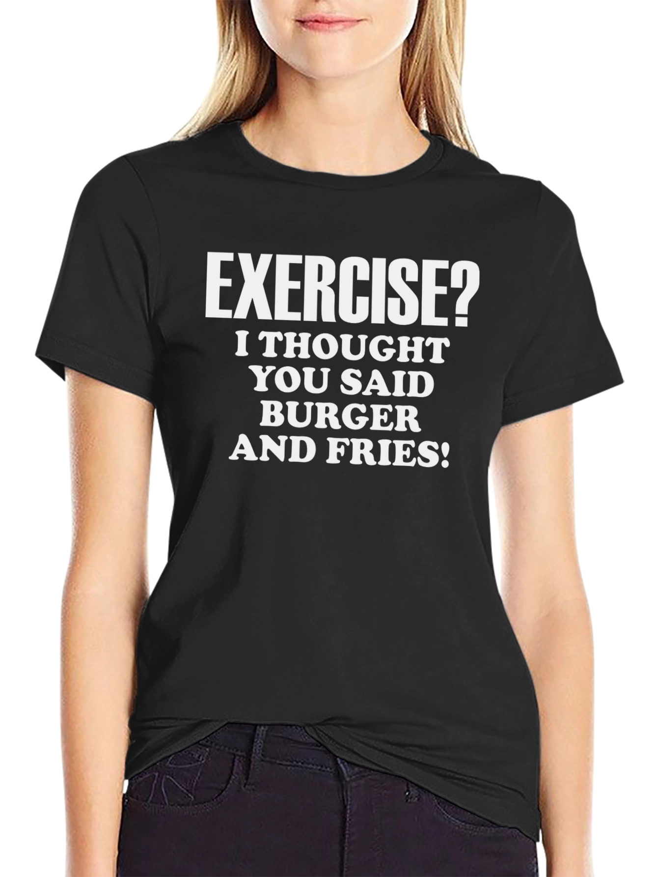 Funny Exercise Burger and Fries Graphic Tee