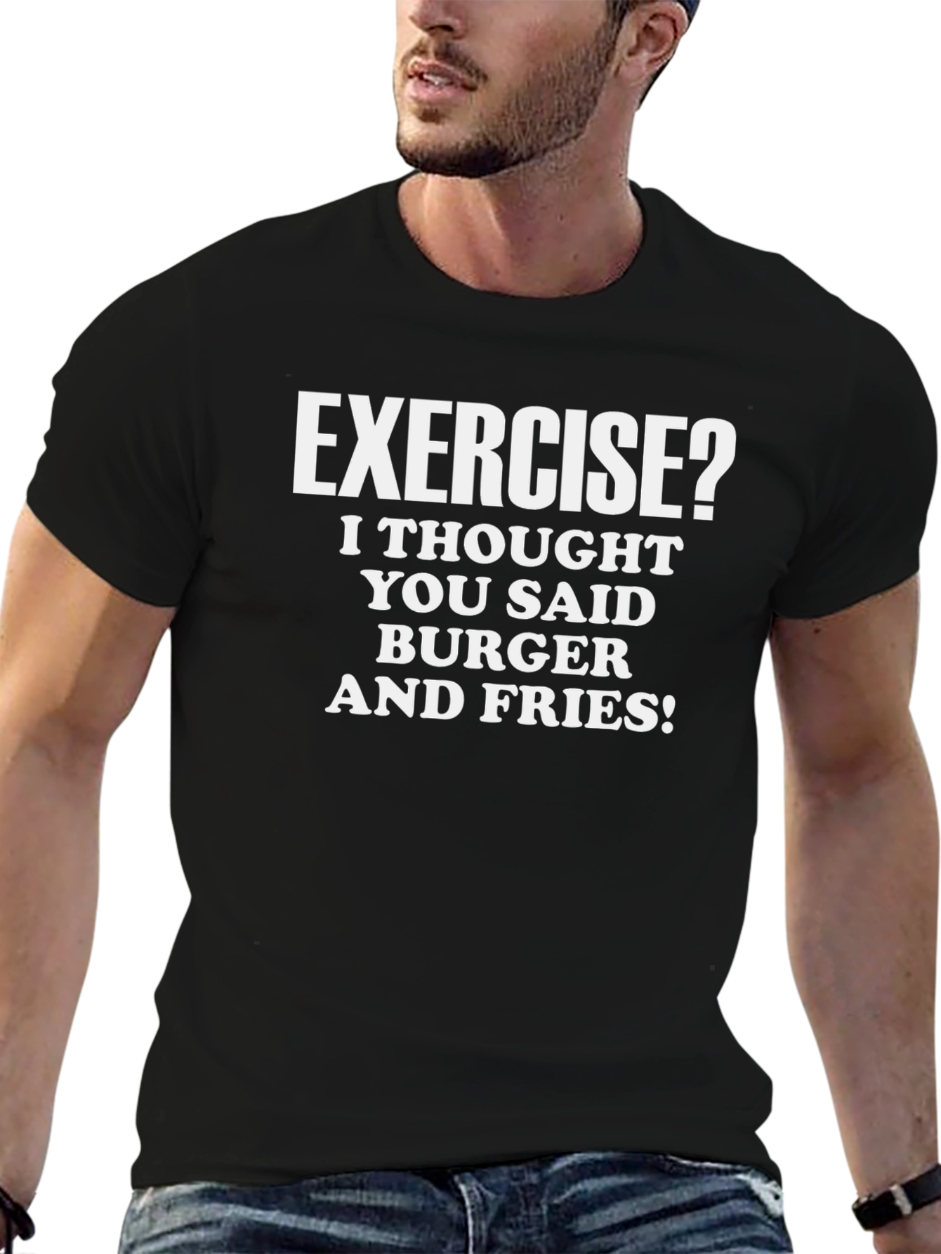 Funny Exercise Burger and Fries Graphic Tee