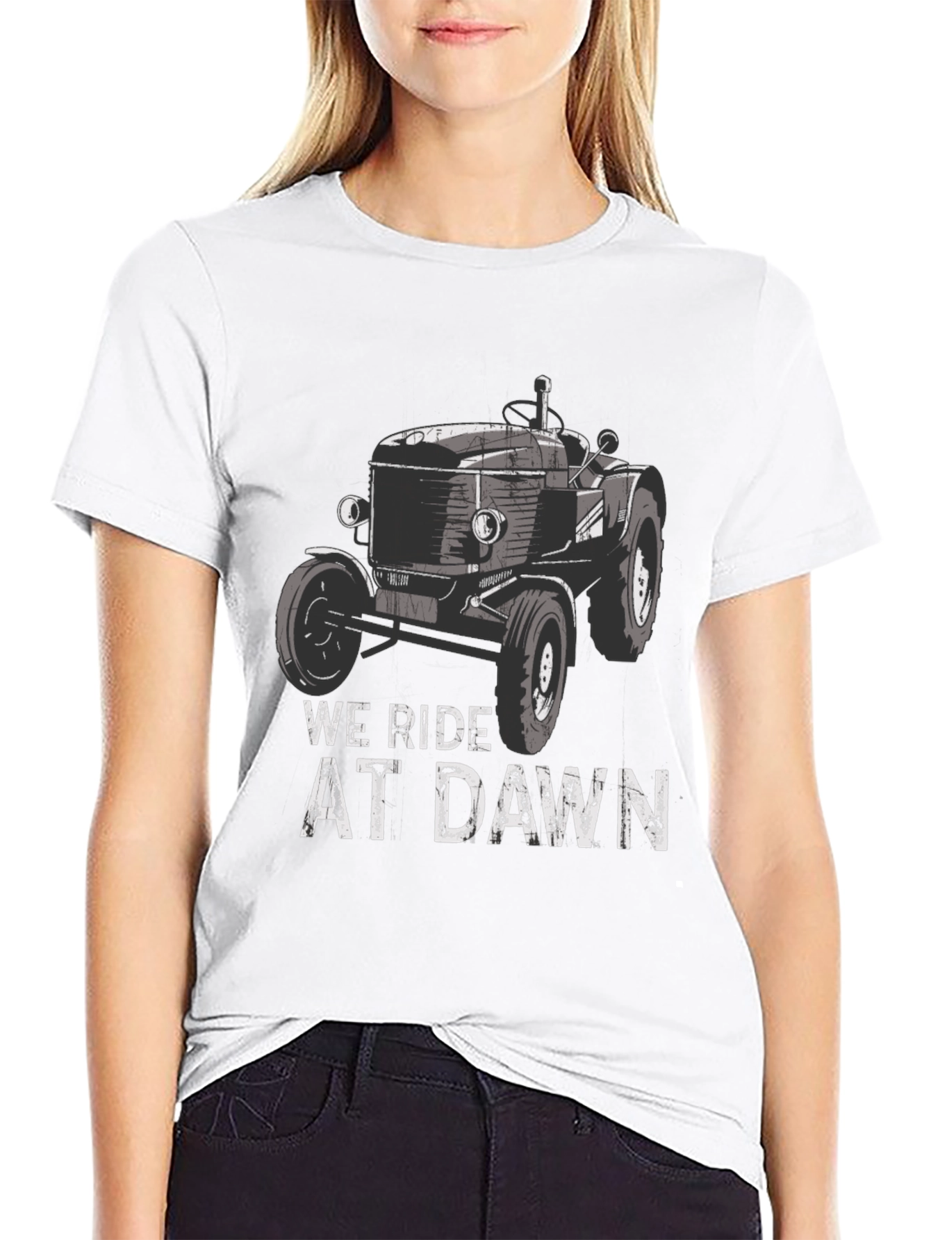 We Ride at Dawn Tractor Graphic Tee