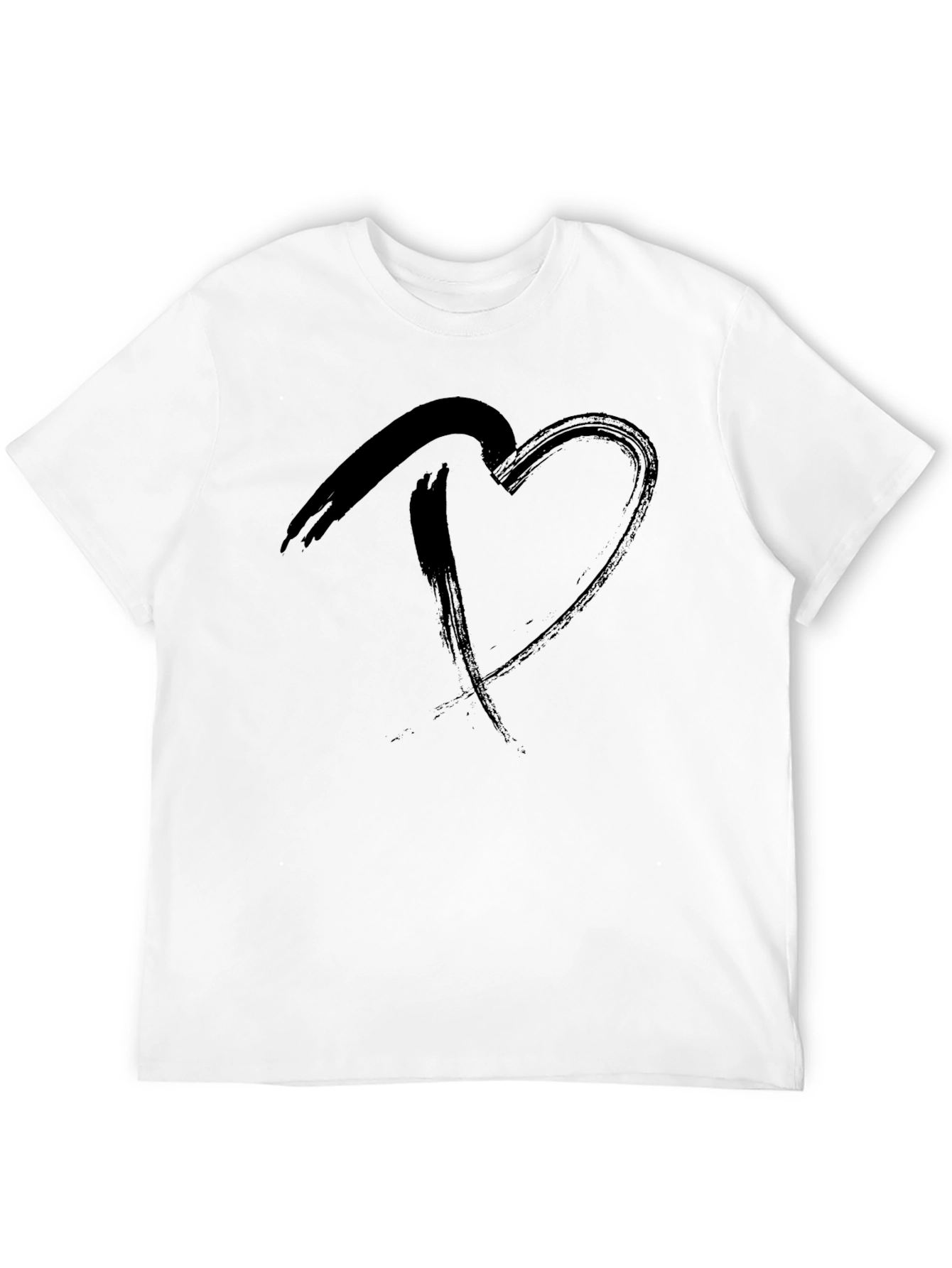 Heart Brushstroke Mens Black T-Shirt
