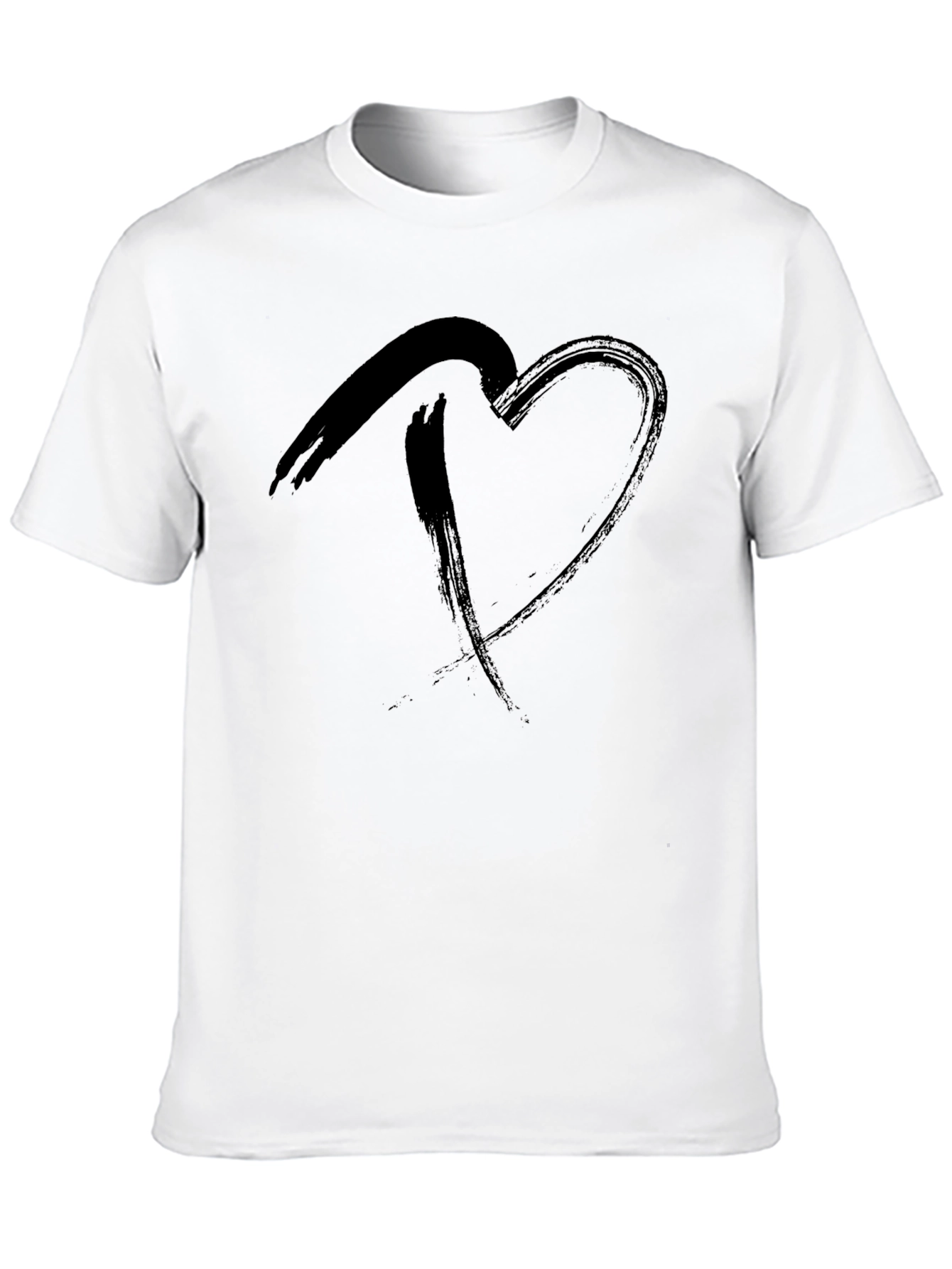 Heart Brushstroke Mens Black T-Shirt