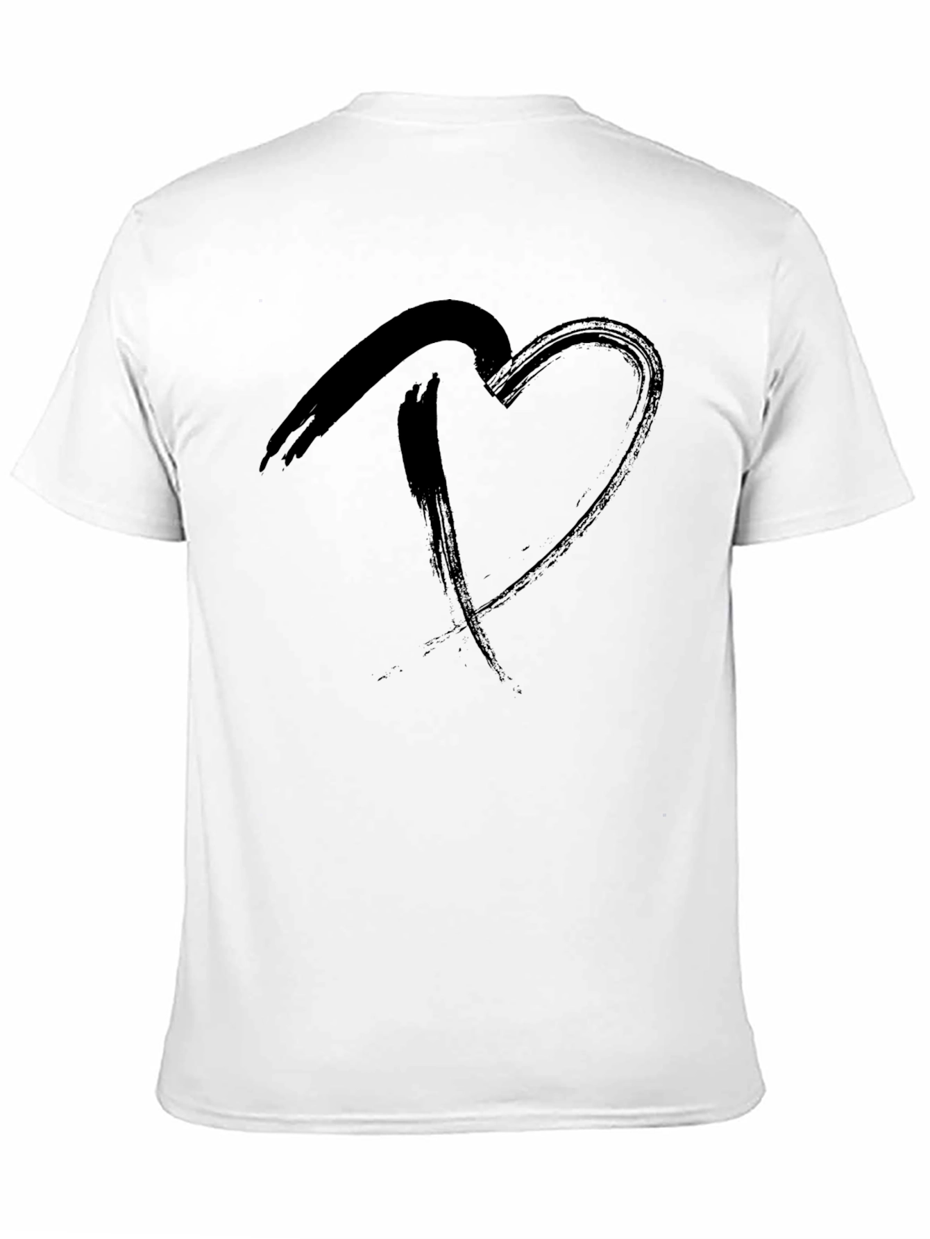 Heart Brushstroke Mens Black T-Shirt