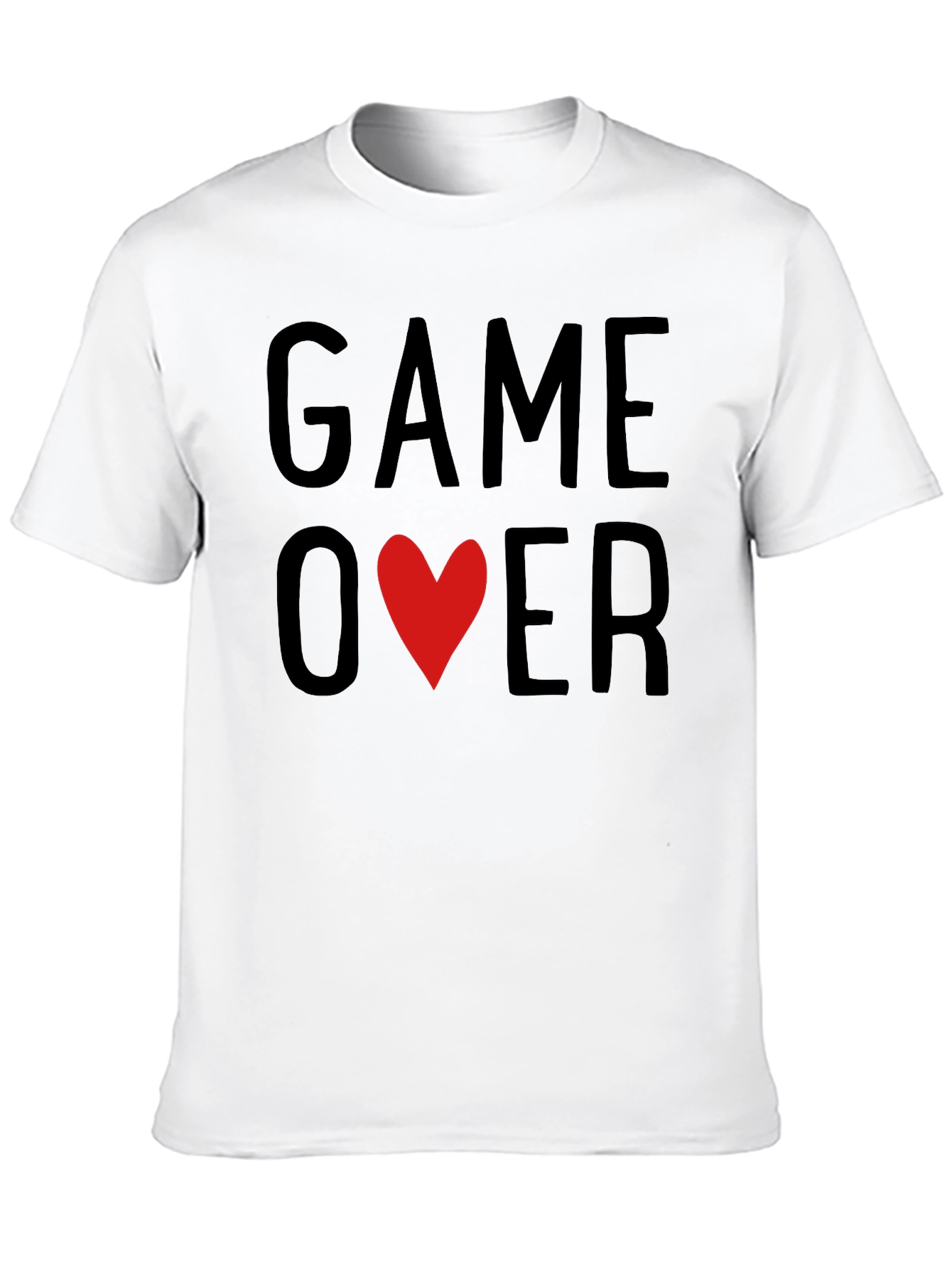 Game Over Heart Graphic T-Shirt - Black Casual Tee