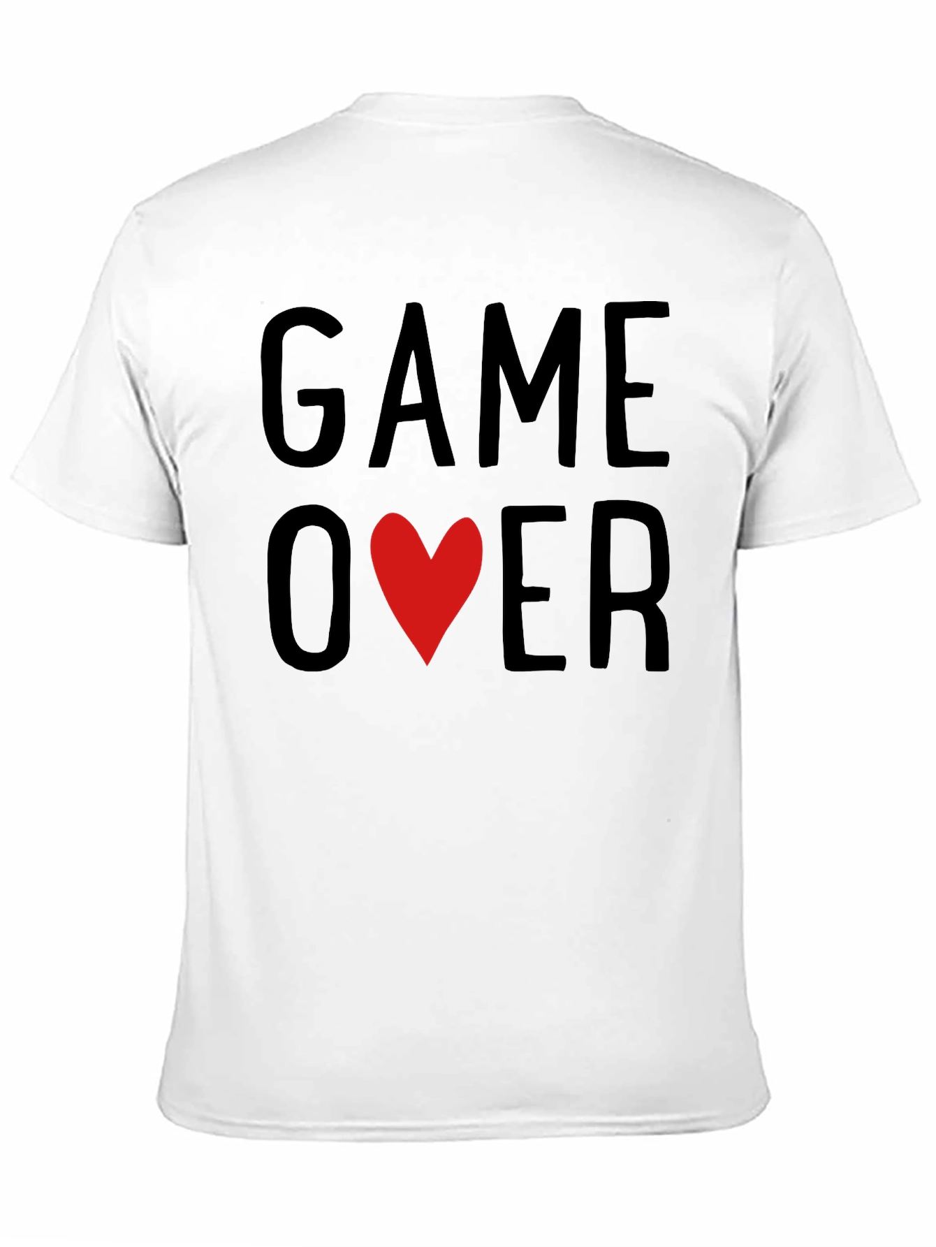 Game Over Heart Graphic T-Shirt - Black Casual Tee