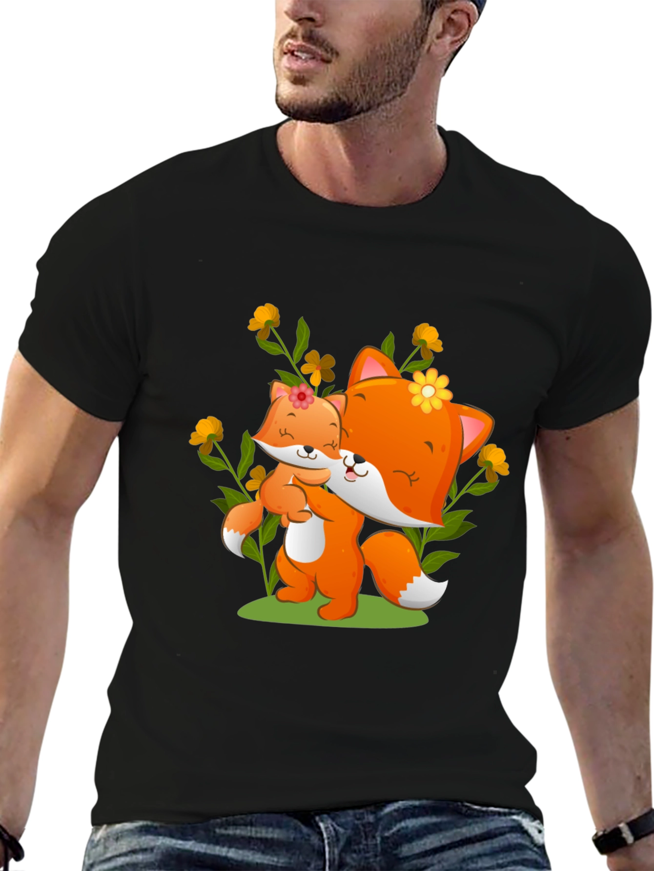 Cute Fox & Cub Graphic Tee